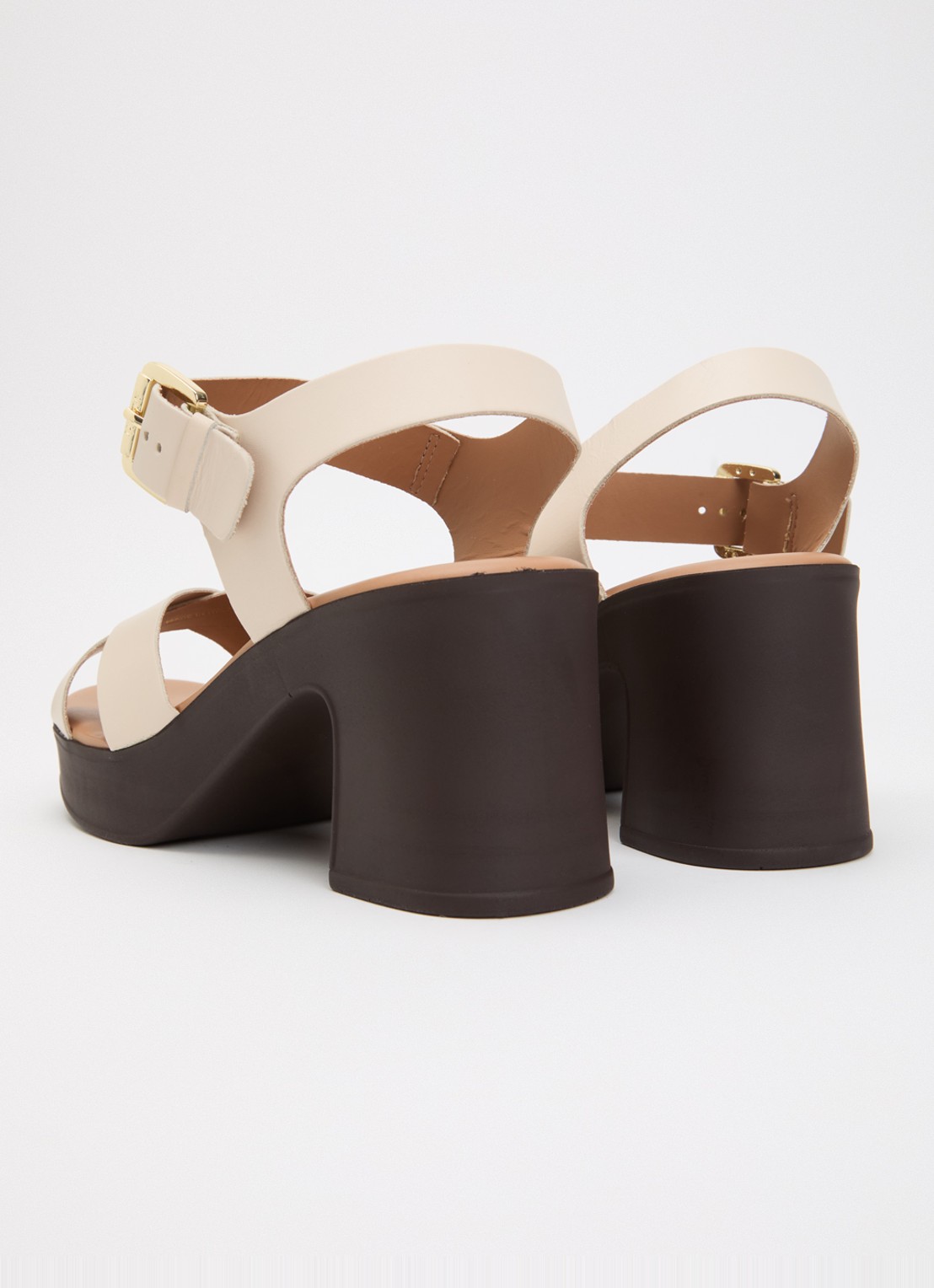 Dune London Judge sandalette van leer - achterkant 2 creme