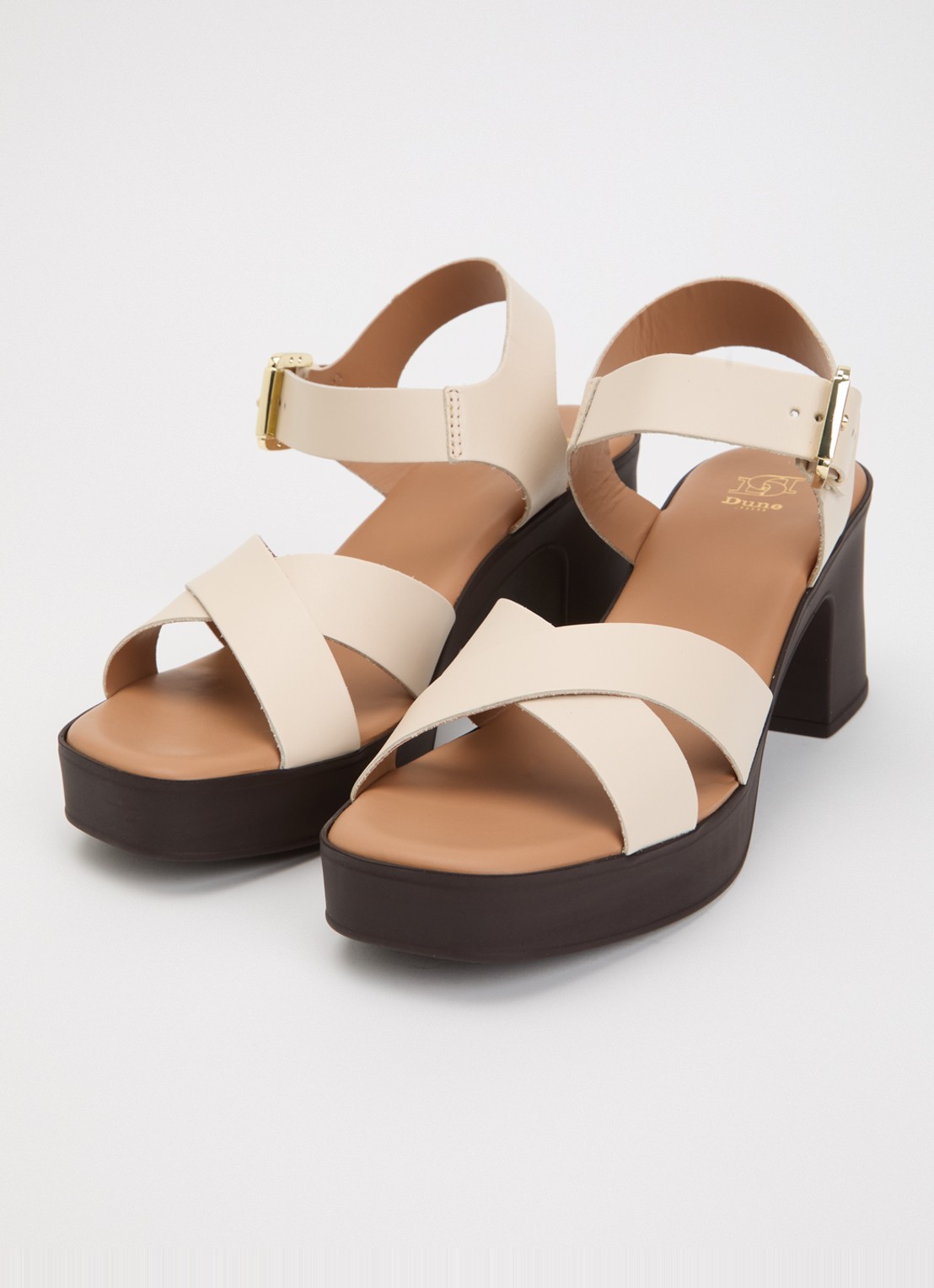 Dune London Judge sandalette van leer - detail 3 creme