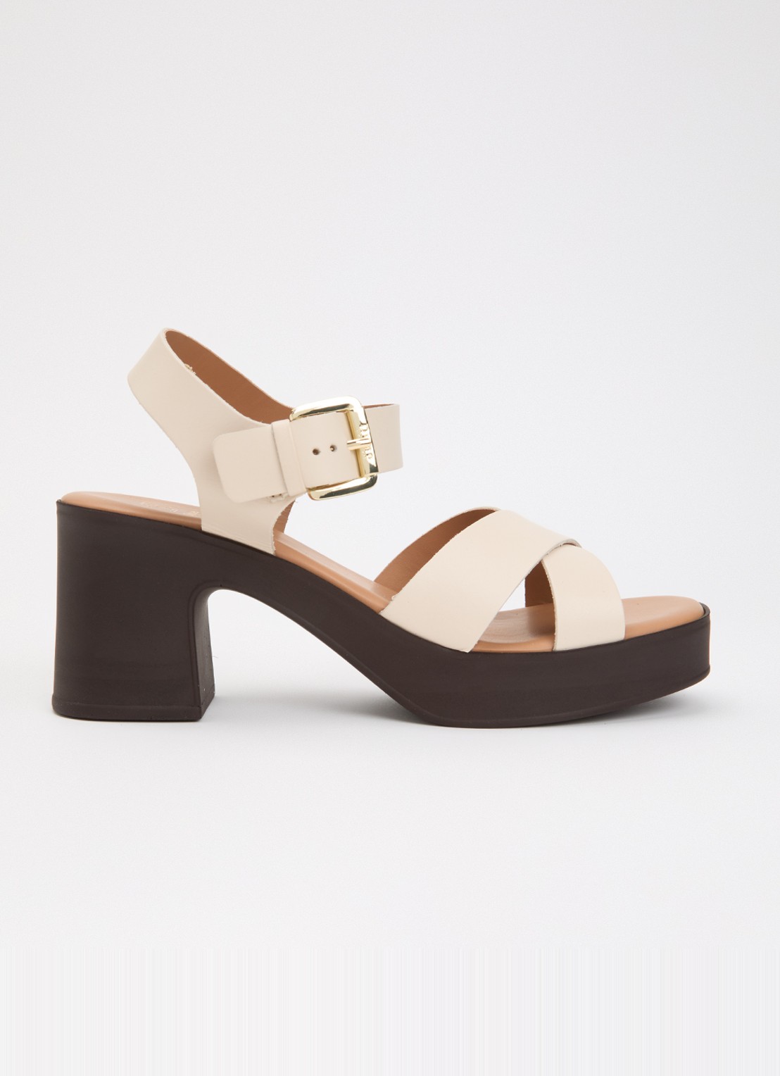 Dune London Judge sandalette van leer - voorkant creme