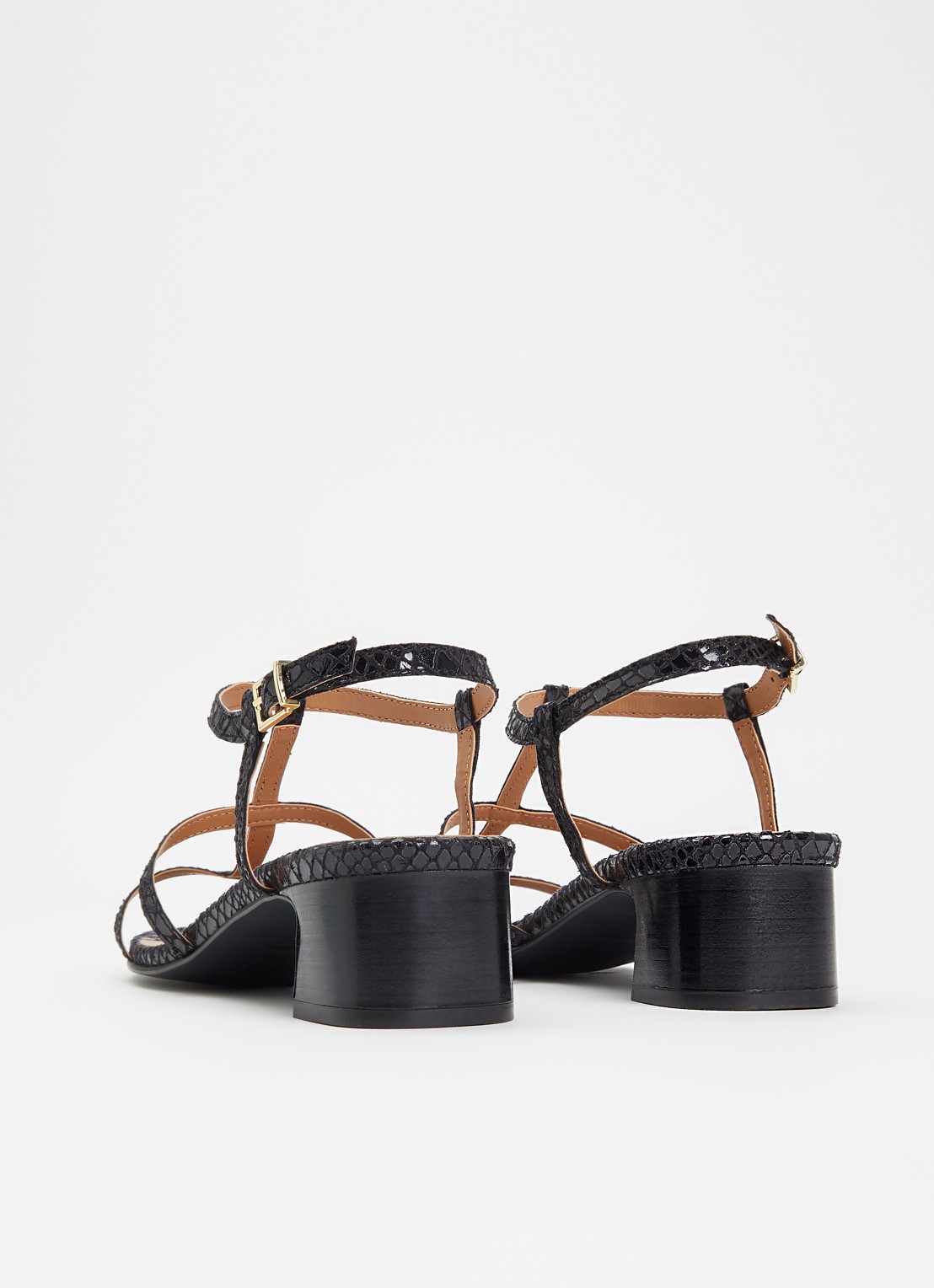 Dune London Justly sandalette met slangenstructuur - achterkant 2 zwart