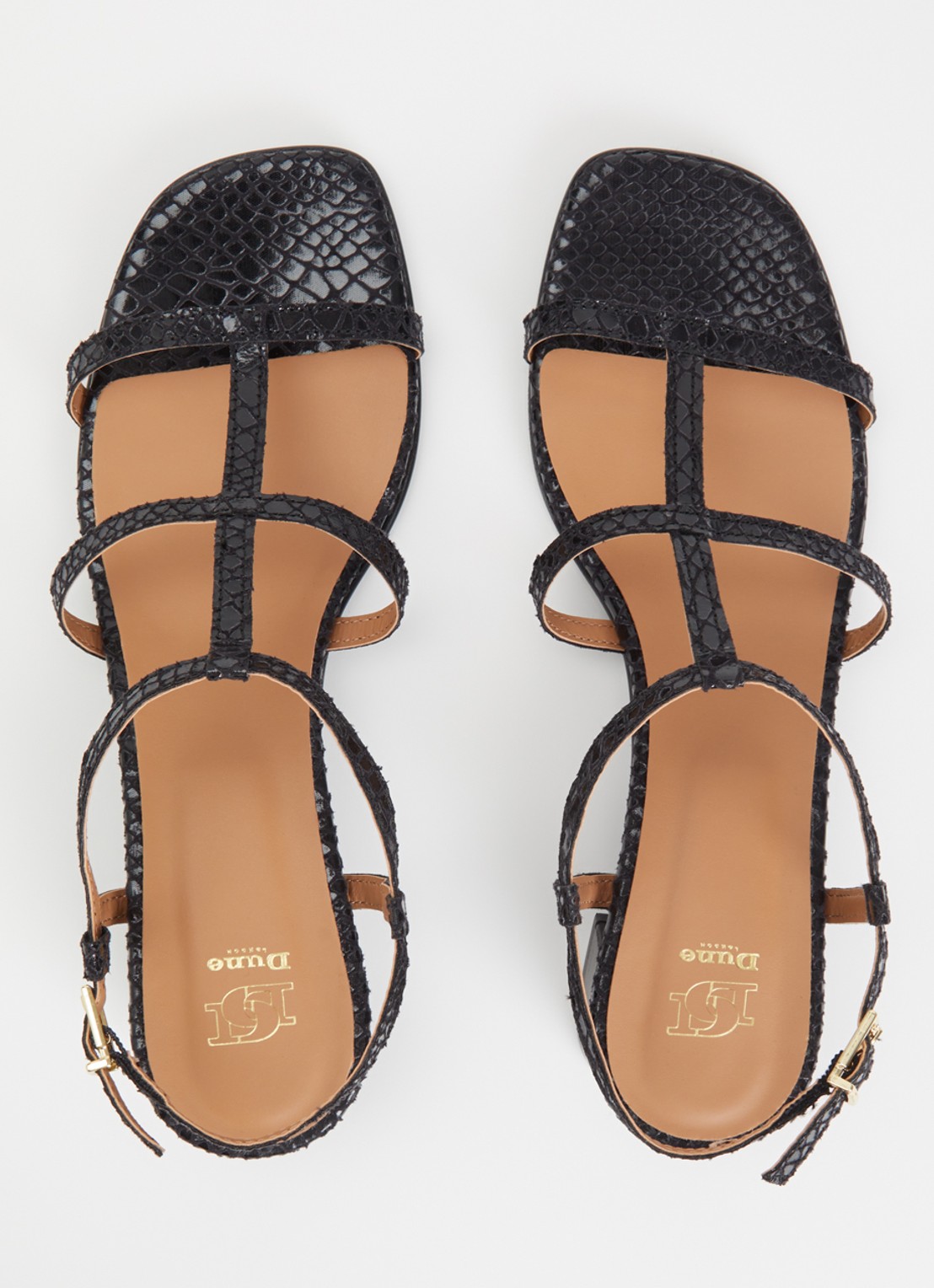 Dune London Justly sandalette met slangenstructuur - detail 4 zwart