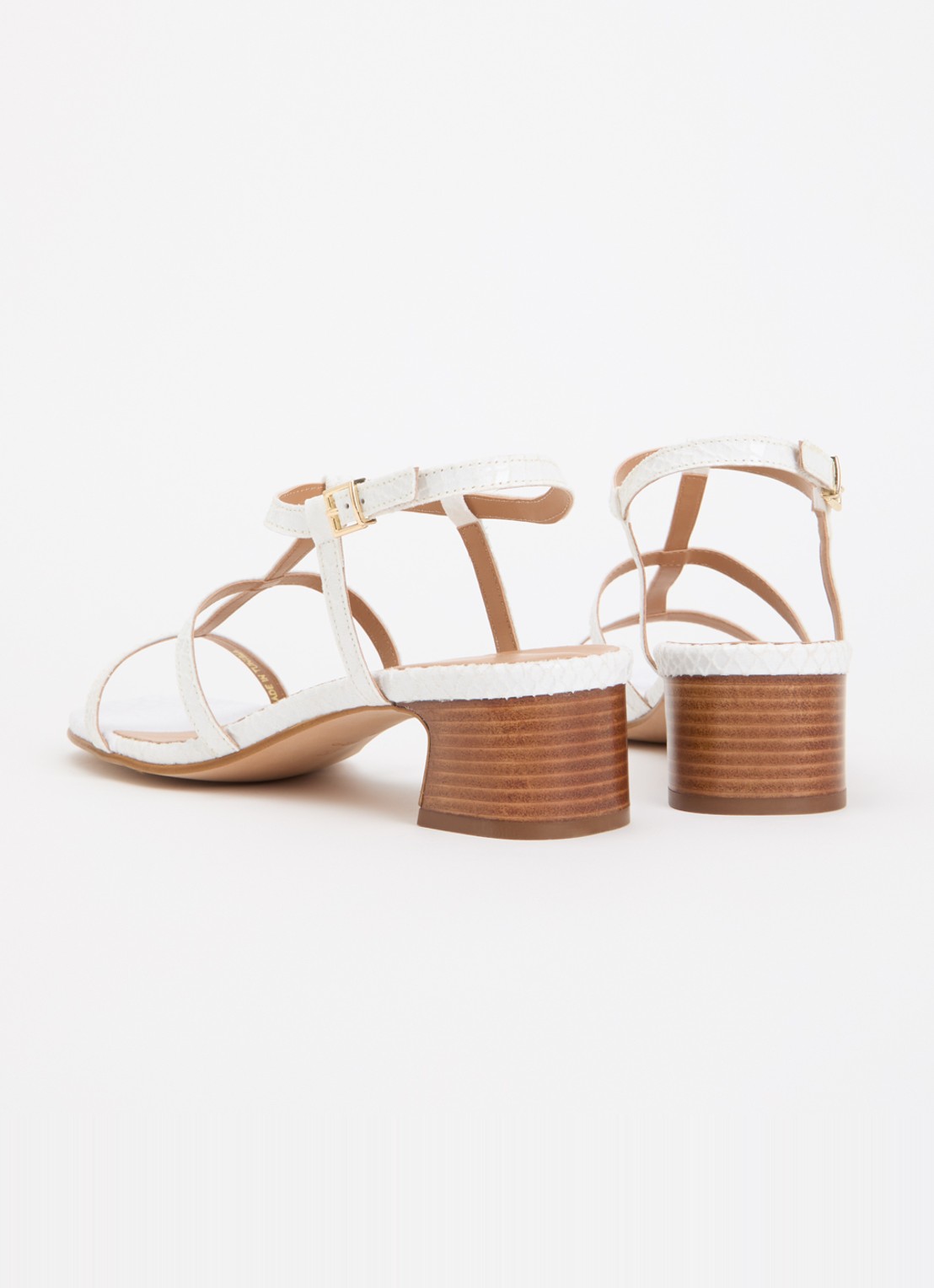 Dune London Justly sandalette met slangenstructuur - achterkant 4 wit