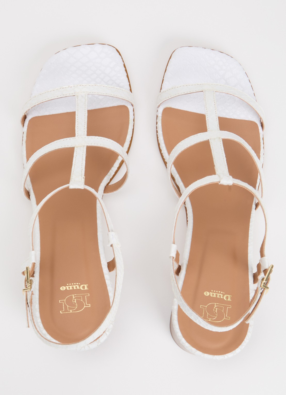 Dune London Justly sandalette met slangenstructuur - detail 2 wit