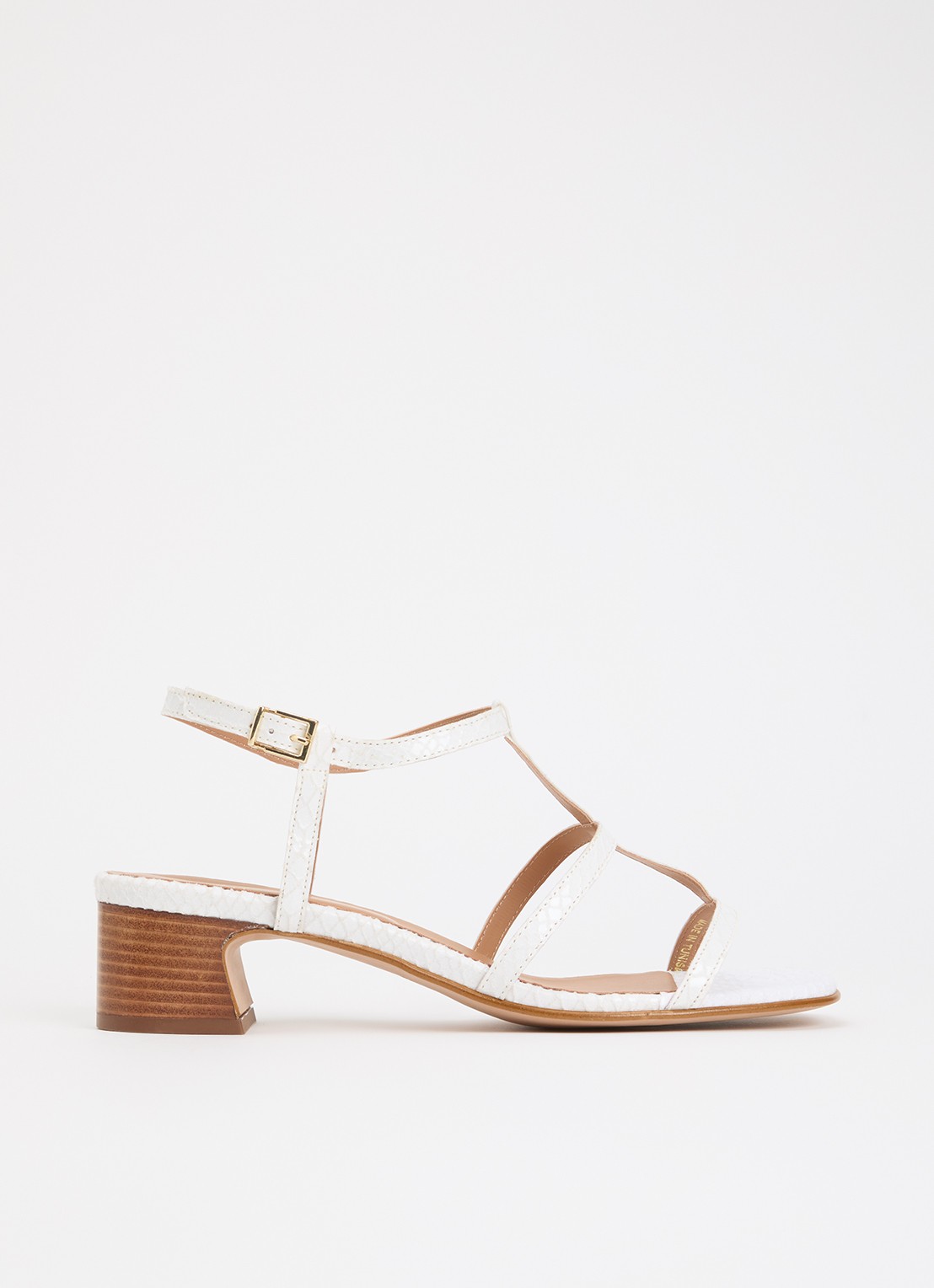 Dune London Justly sandalette met slangenstructuur - voorkant 5 wit