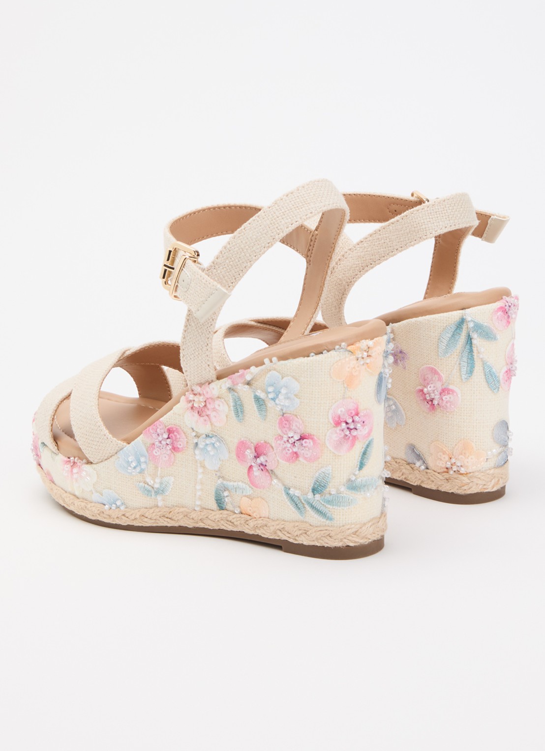 Dune London Kalmiah sleehak met borduring - achterkant 5 beige