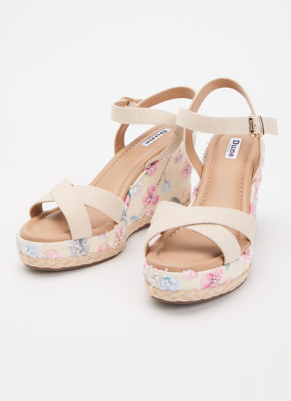 Dune London Kalmiah sleehak met borduring - detail beige