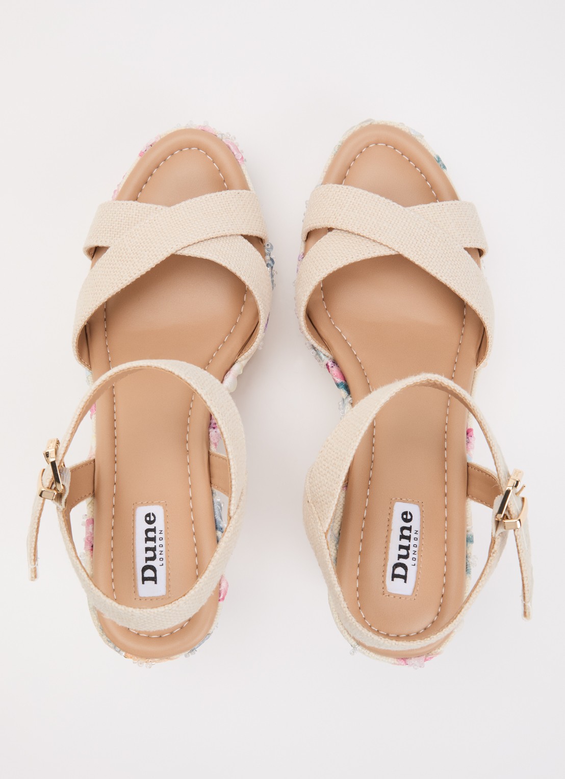 Dune London Kalmiah sleehak met borduring - detail 2 beige