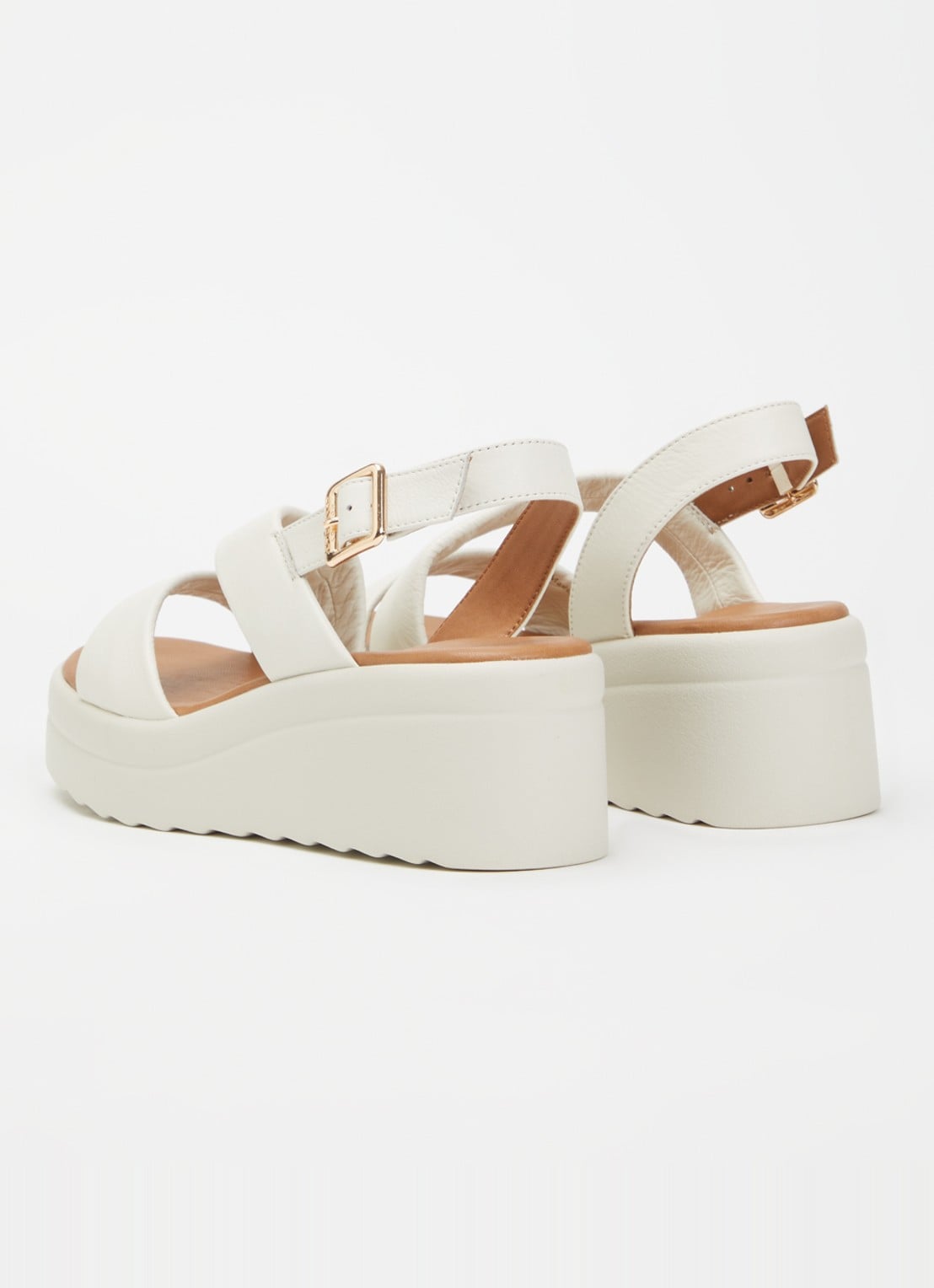 Dune London Karing sandalette van leer - achterkant 5 gebroken wit