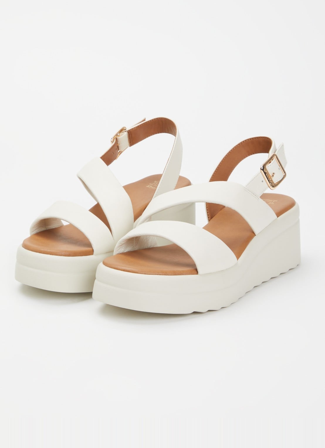 Dune London Karing sandalette van leer - detail 2 gebroken wit