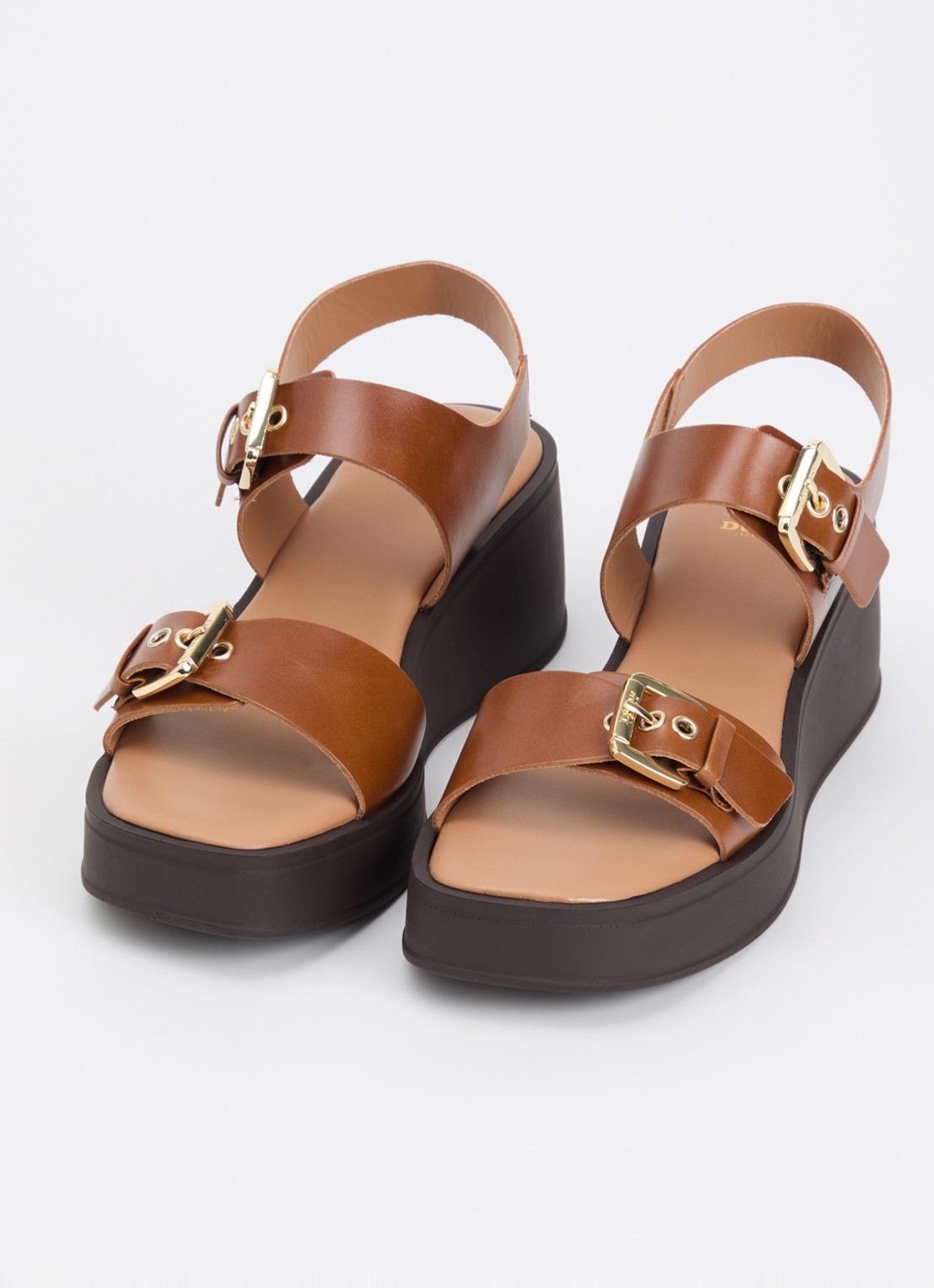 Dune London Karola sleehak van leer  - detail cognac