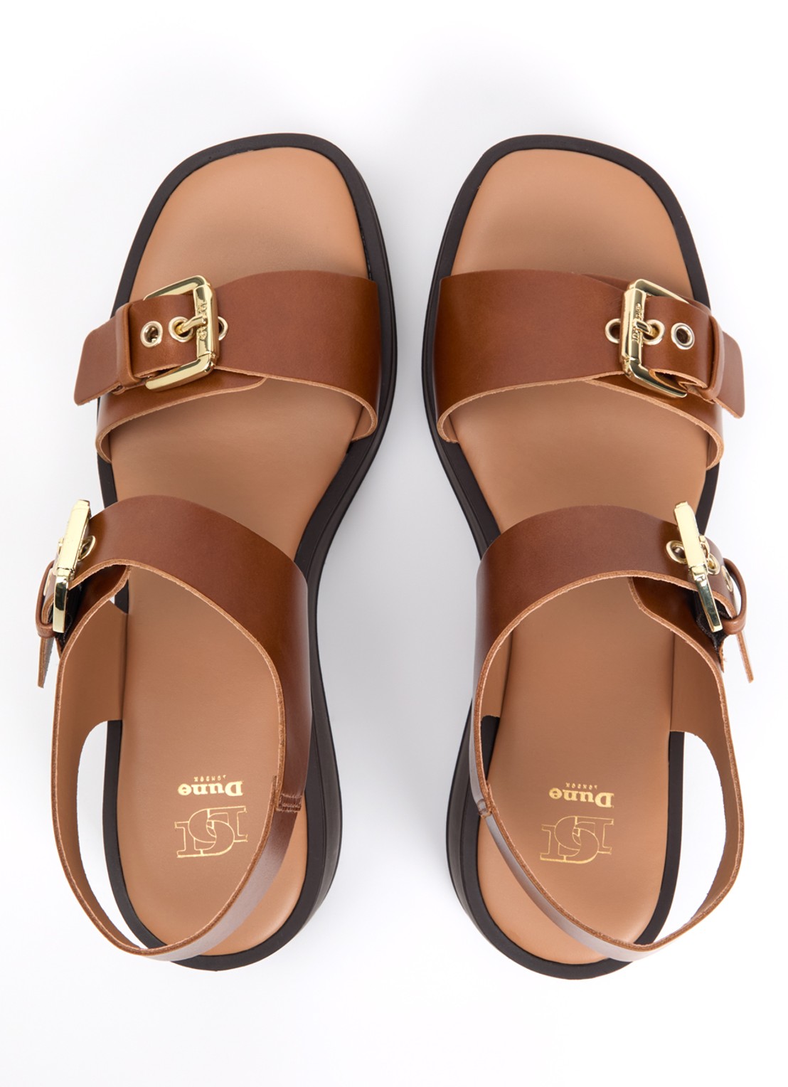 Dune London Karola sleehak van leer  - detail 2 cognac