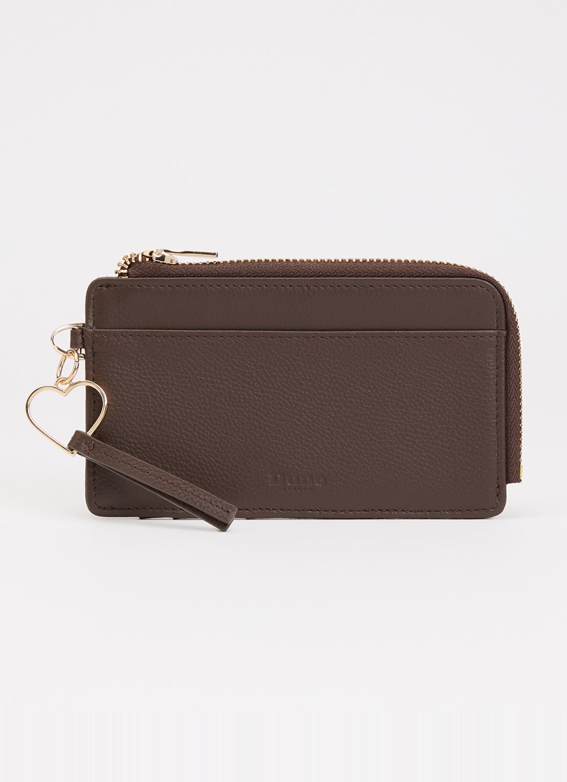 Dune London Keeping portemonnee van leer - voorkant chocoladebruin
