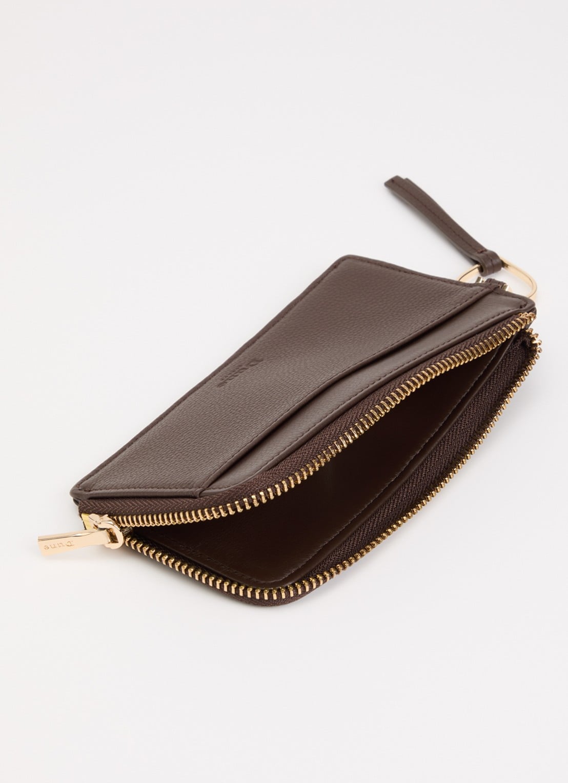 Dune London Keeping portemonnee van leer - voorkant 2 chocoladebruin