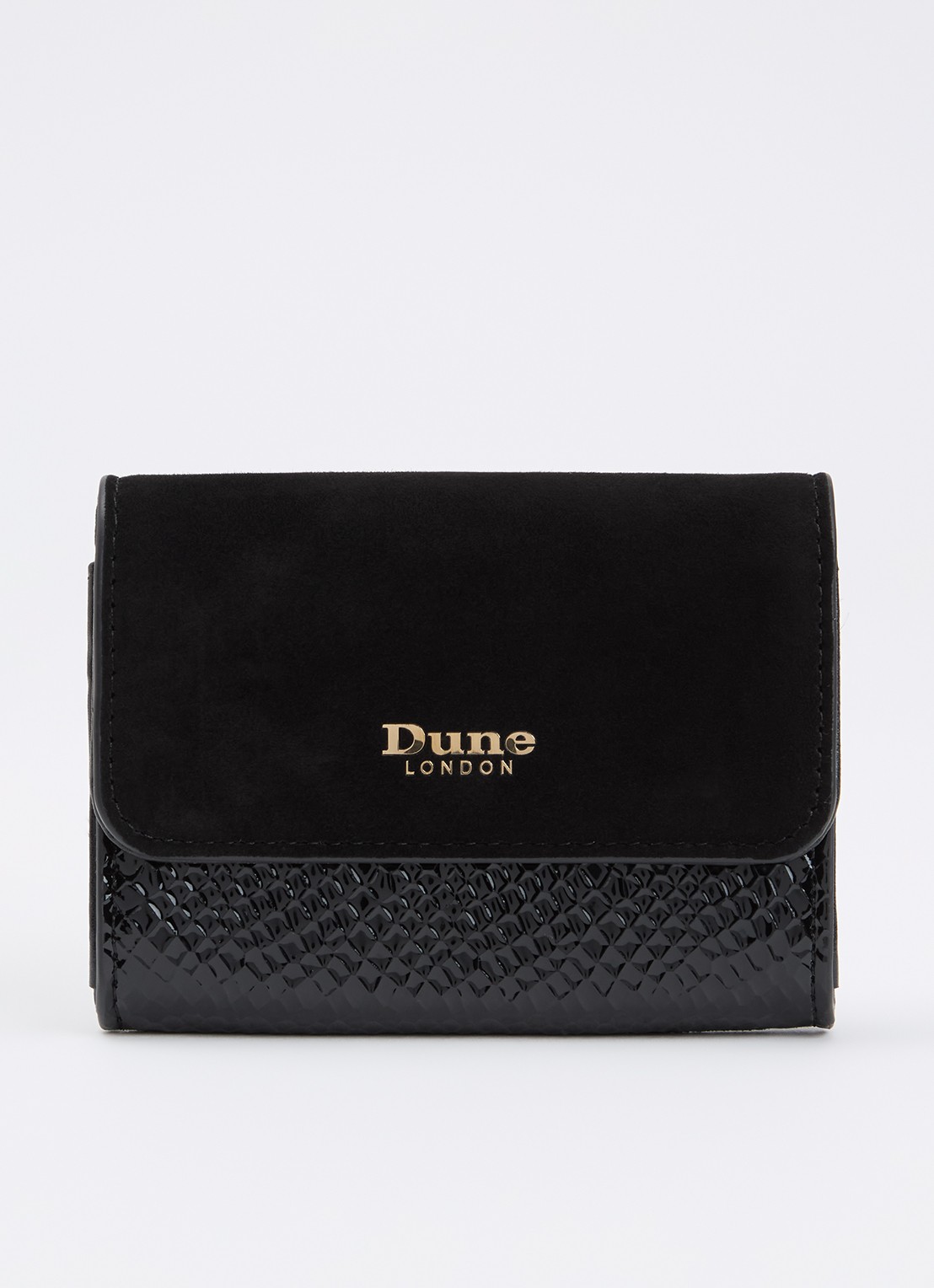 Dune London Kelsey overslagportemonnee met leren details - voorkant 3 zwart