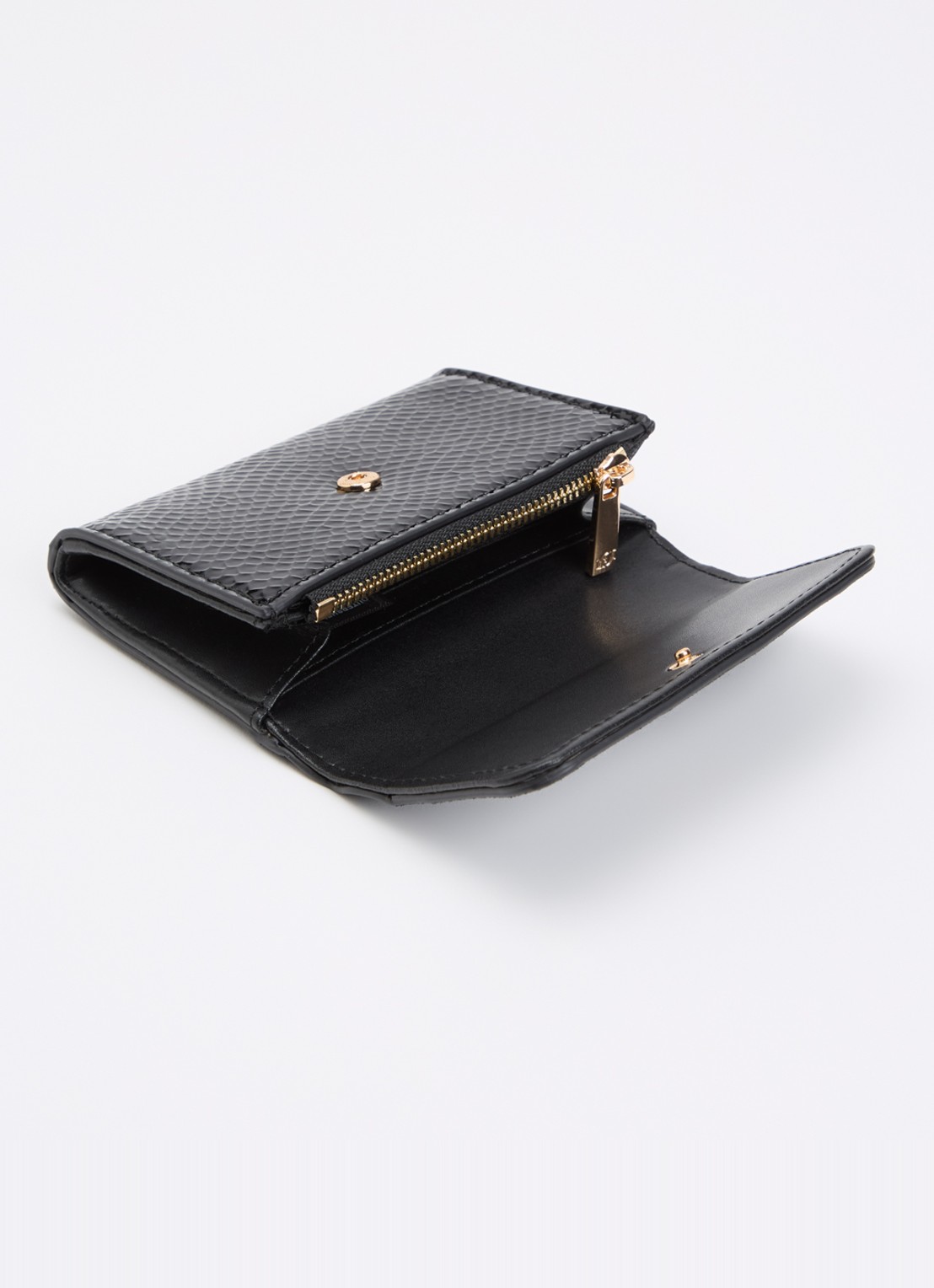 Dune London Kelsey overslagportemonnee met leren details - voorkant 4 zwart