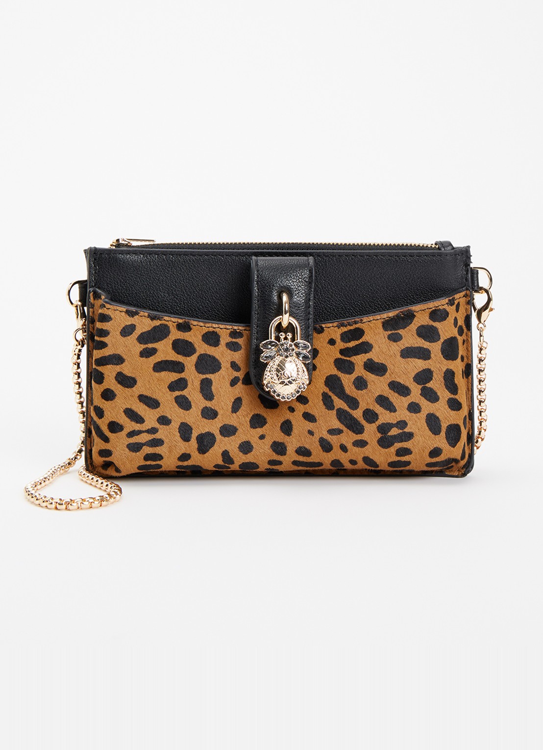 Dune London Kerrie clutch met afneembare schouderriem - voorkant 2 diepzwart