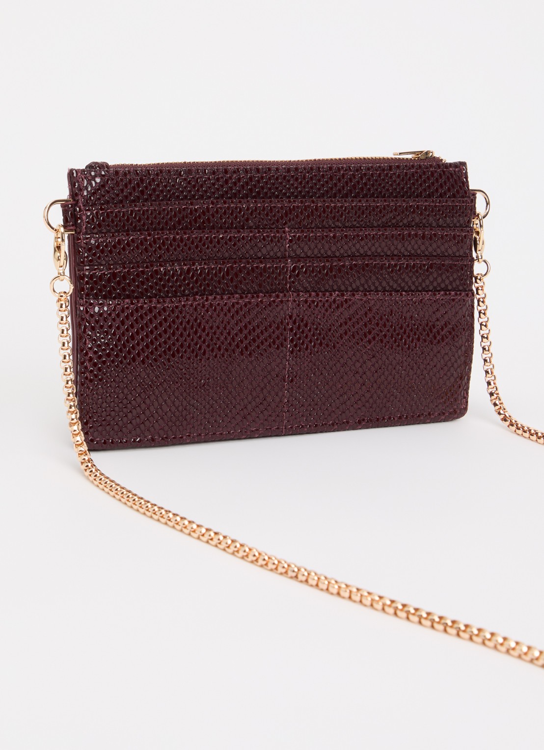 Dune London Kerrie clutch met afneembare schouderriem - achterkant 4 bordeauxrood