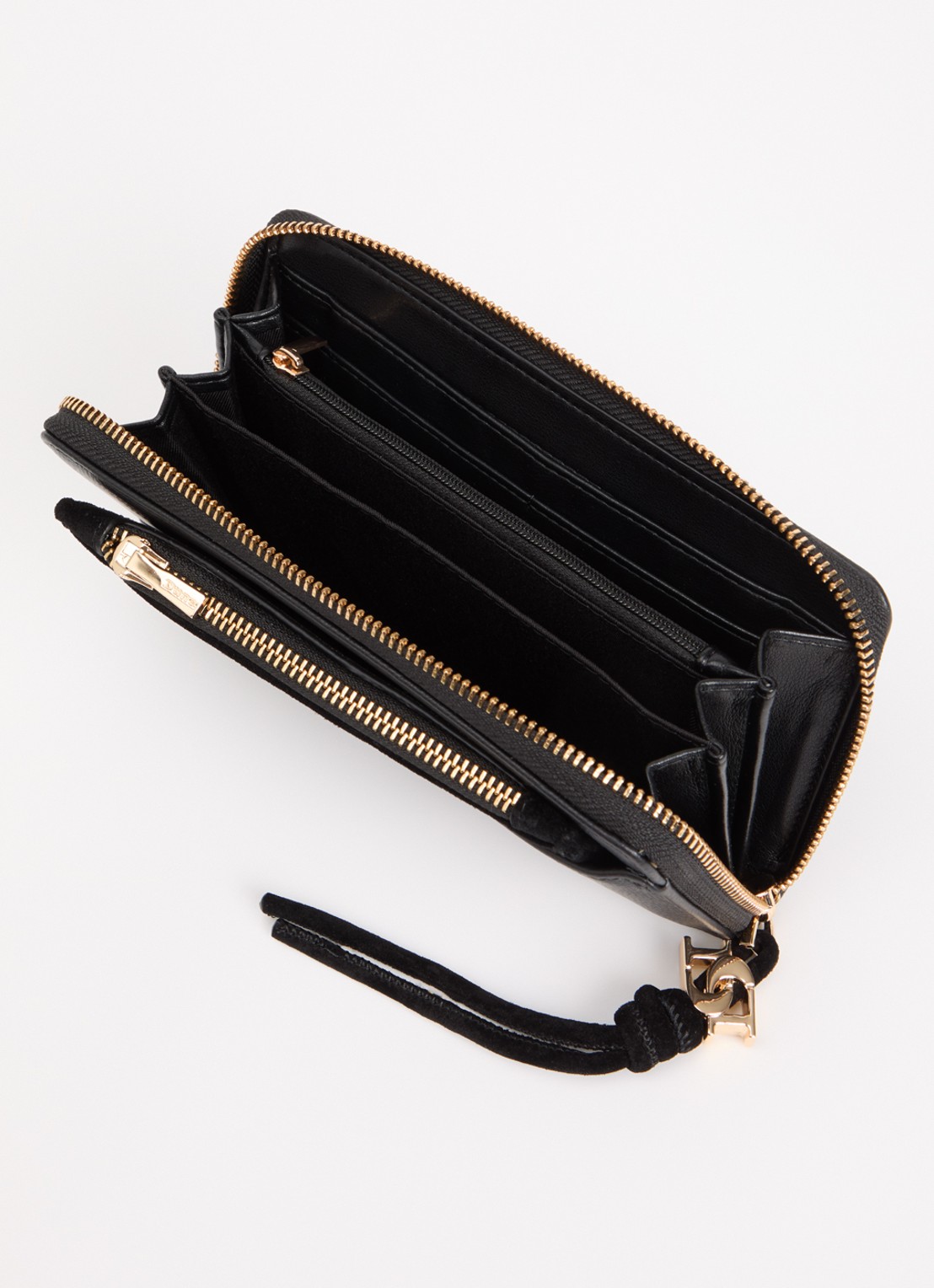 Dune London Kindling portemonnee van leer met uitneembaar etui - voorkant 3 diepzwart