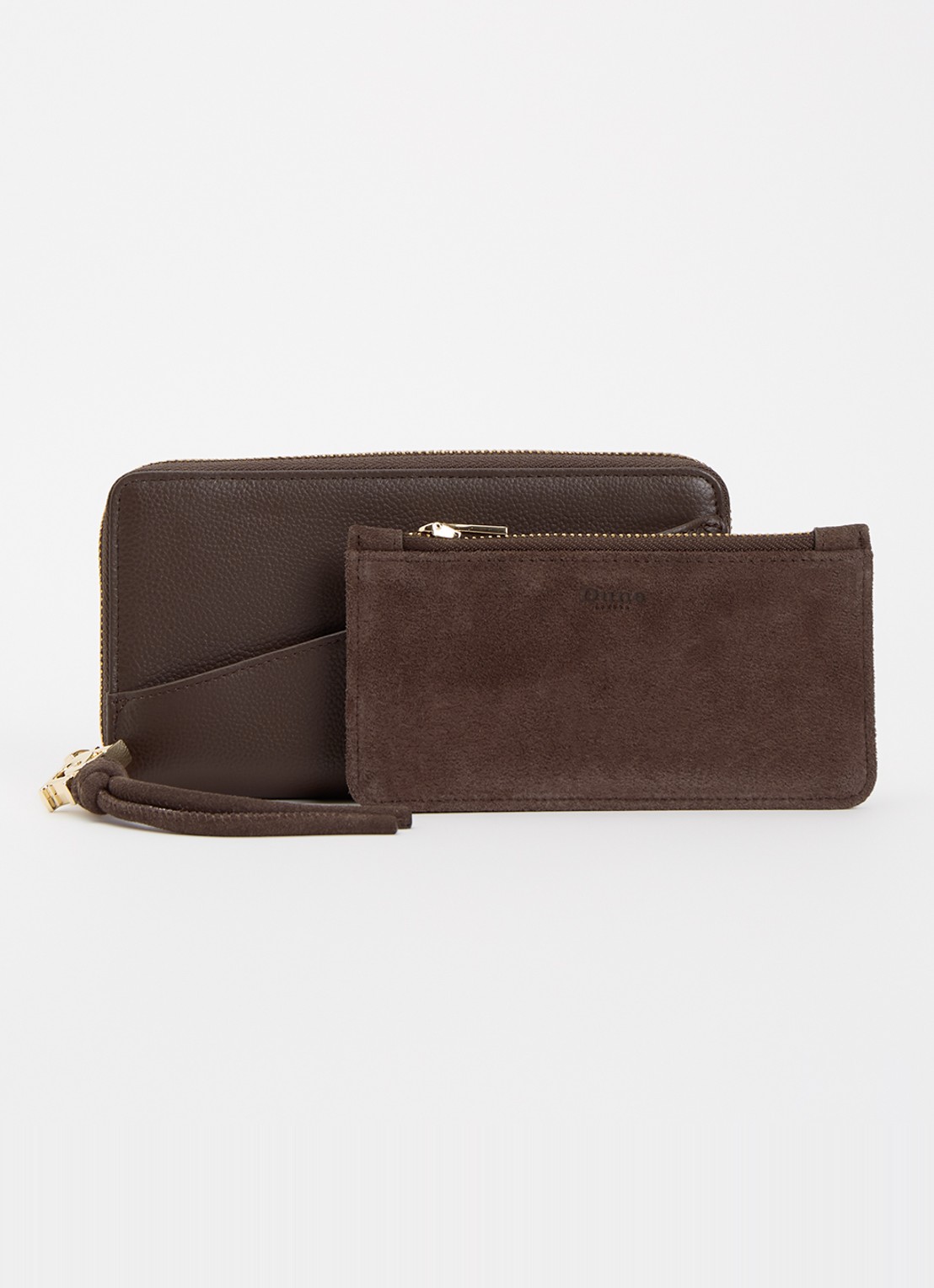 Dune London Kindling portemonnee van leer met uitneembaar etui - voorkant 2 chocoladebruin