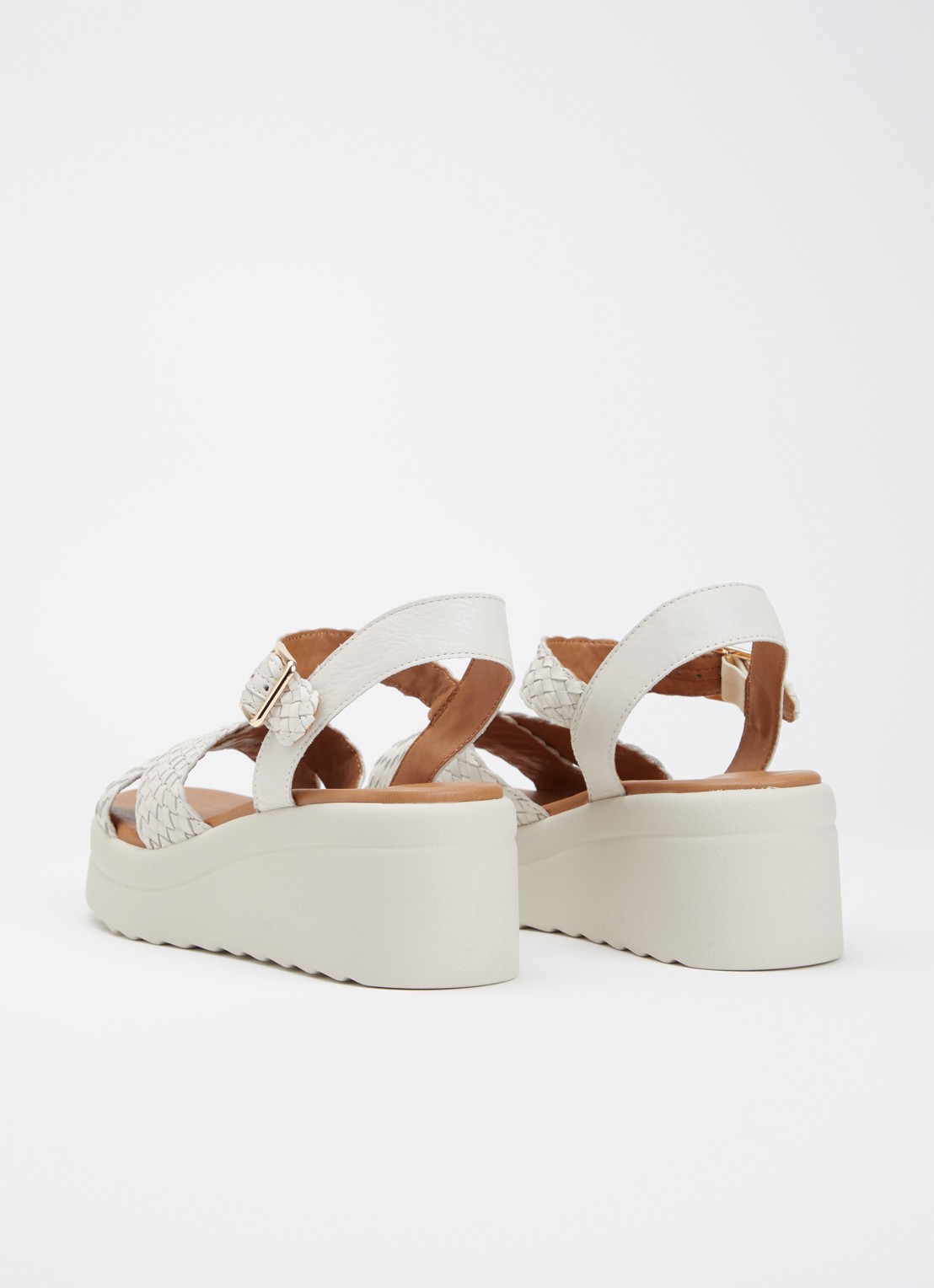 Dune London Kinleys sandalette van leer - achterkant gebroken wit