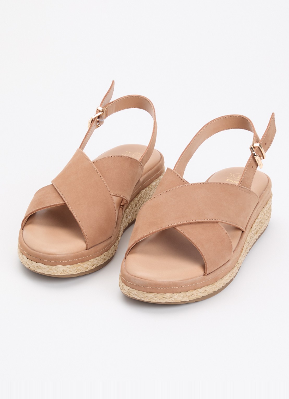 Dune London Kiya sandaal met sleehak - detail 2 camel