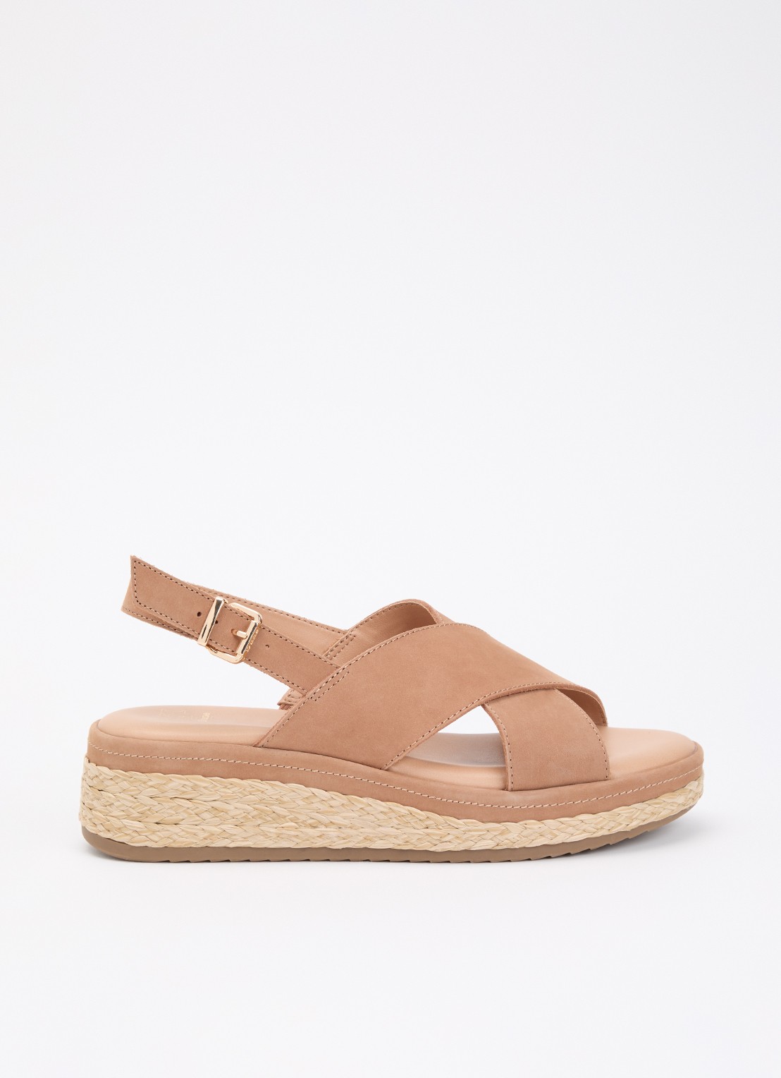 Dune London Kiya sandaal met sleehak - voorkant camel