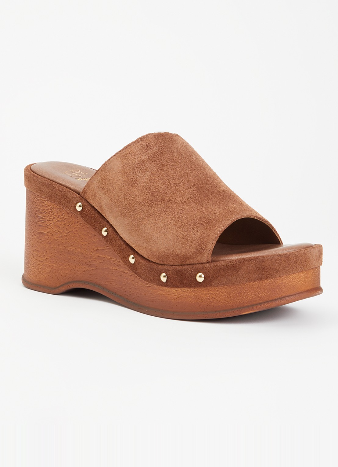 Dune London Kule muiltje van suède met studs - voorkant 4 bruin