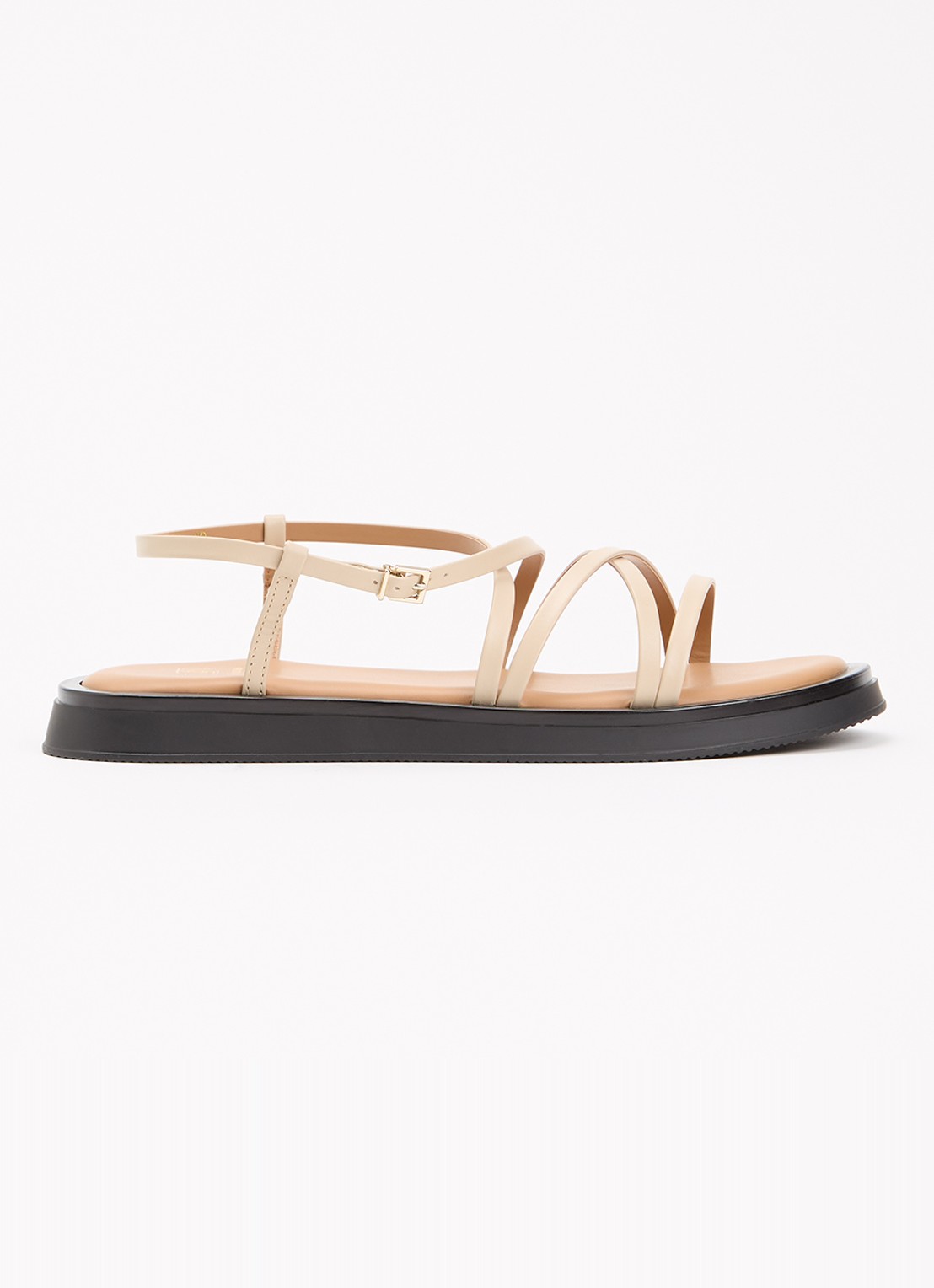 Dune London Laia sandaal van leer - voorkant 2 creme