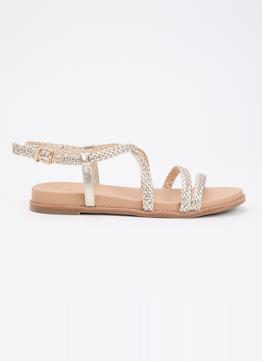 Dune London Laite sandaal met metallic finish - voorkant 5 goud