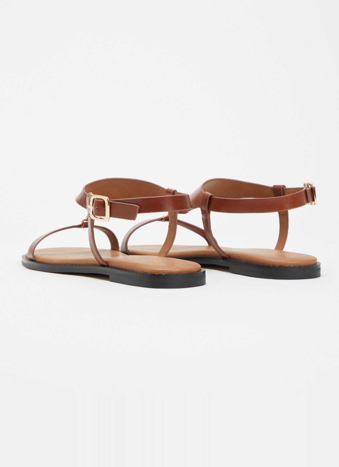 Dune London Laith sandaal van leer - achterkant 4 cognac