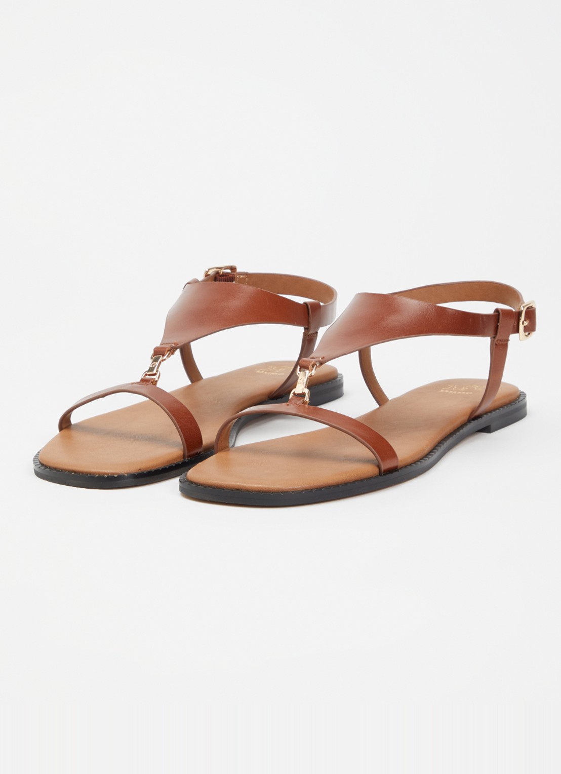 Dune London Laith sandaal van leer - detail cognac