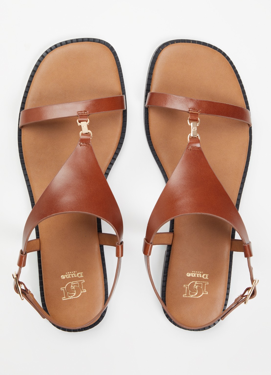 Dune London Laith sandaal van leer - detail 2 cognac