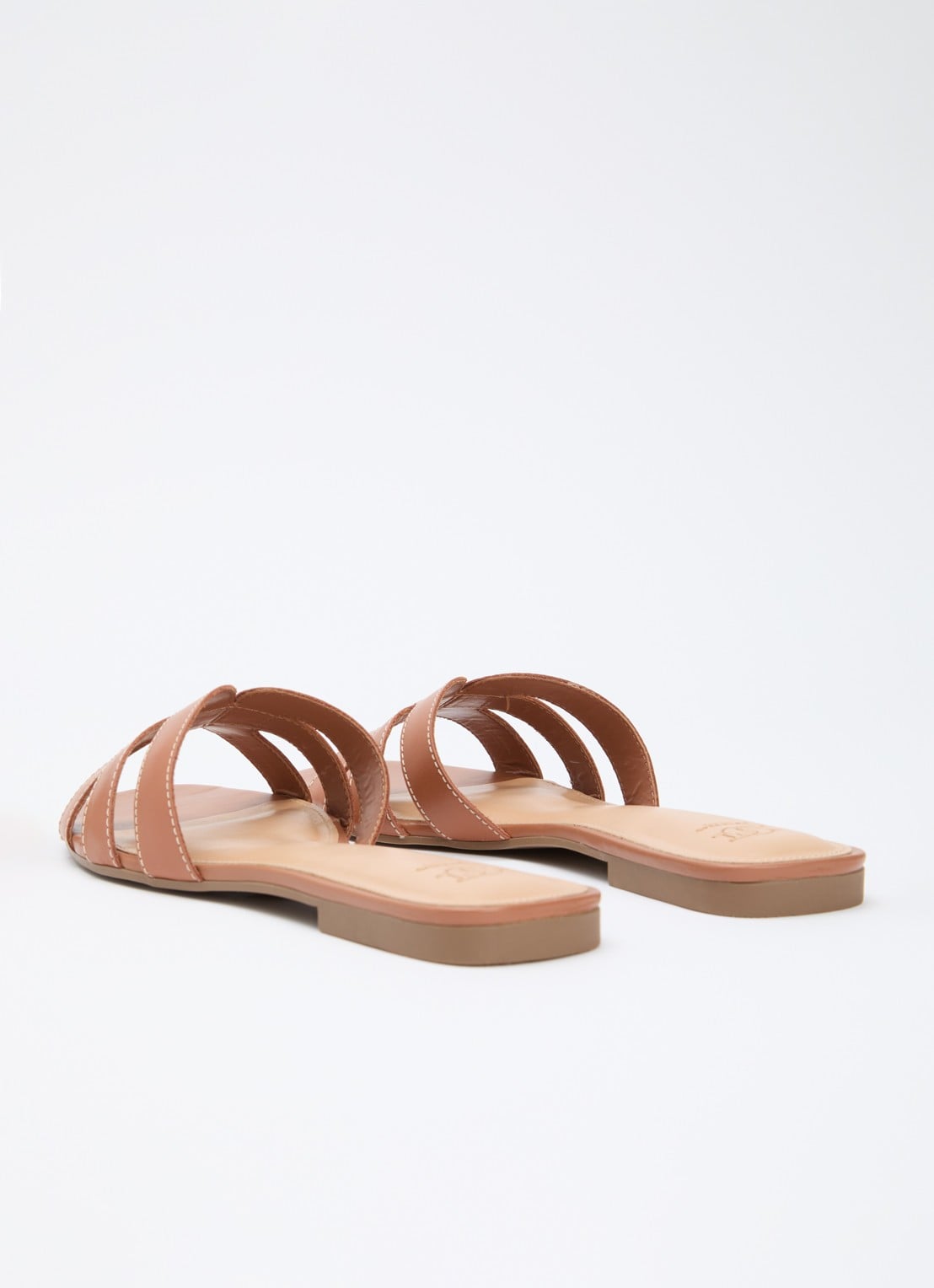 Dune London Larrissa slipper van leer - achterkant 5 cognac