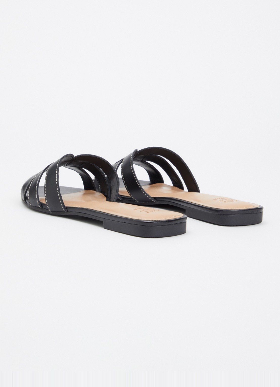 Dune London Larrissa slipper van leer - achterkant 4 zwart