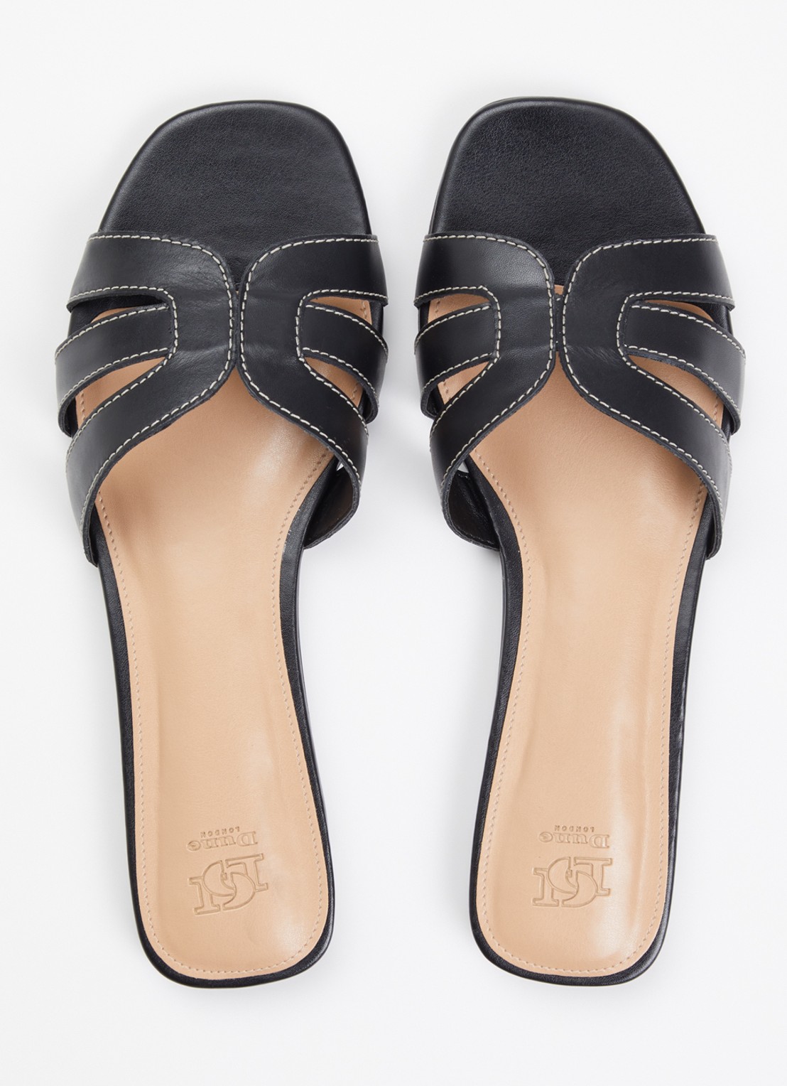 Dune London Larrissa slipper van leer - detail 2 zwart