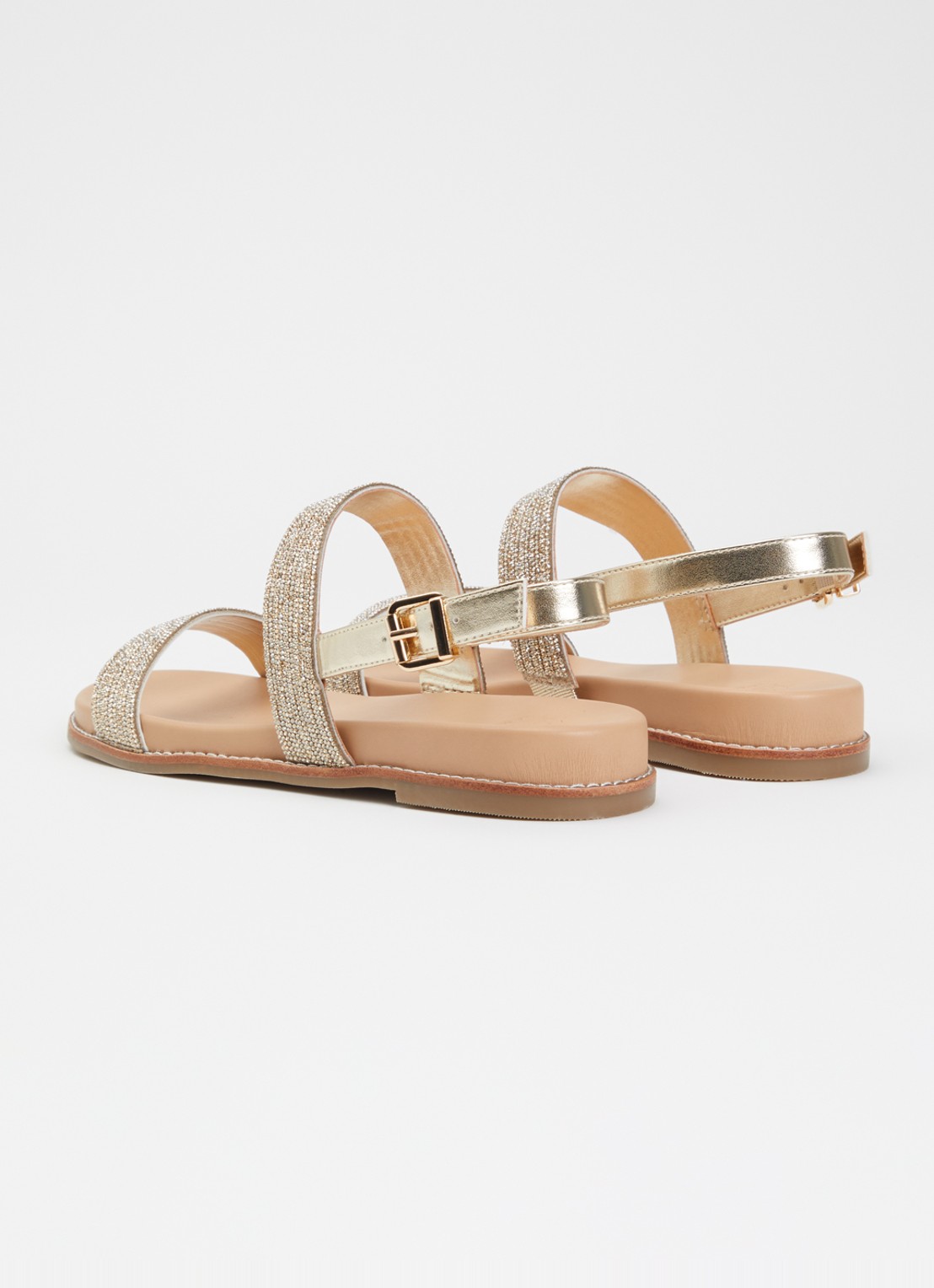 Dune London Levias sandaal met strass en metallic details - achterkant 2 goud