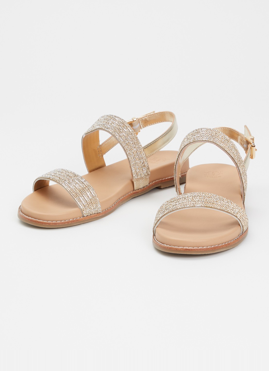 Dune London Levias sandaal met strass en metallic details - detail 3 goud