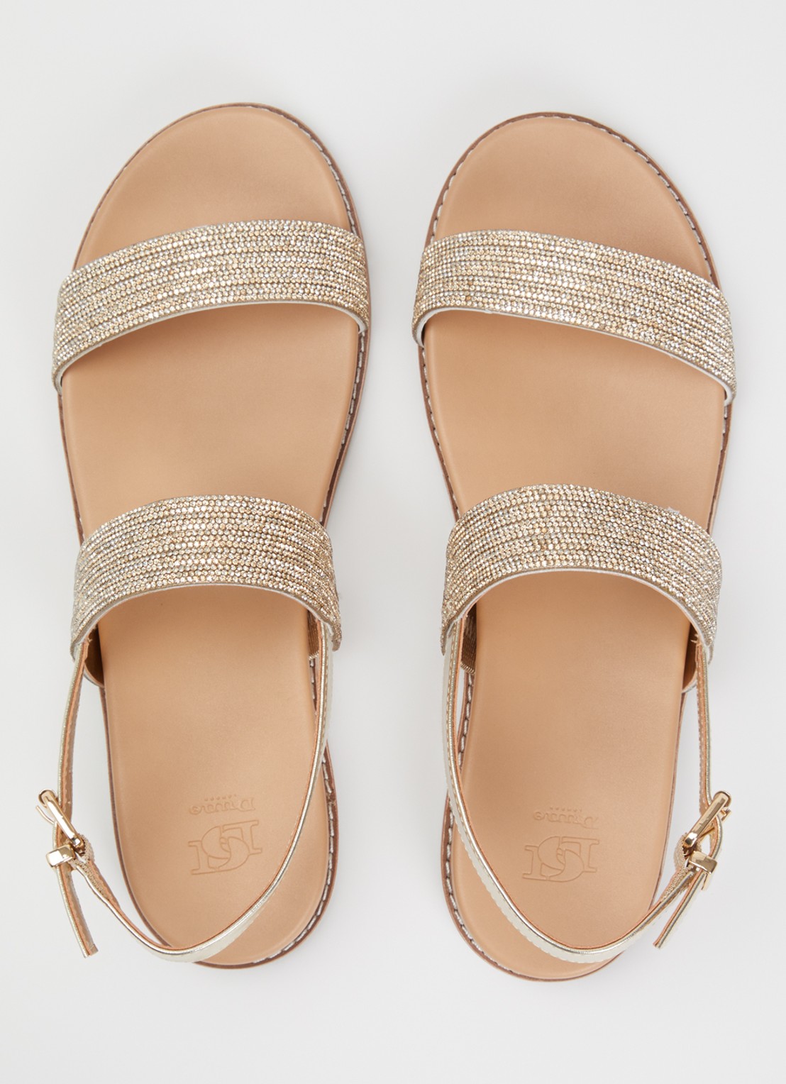 Dune London Levias sandaal met strass en metallic details - detail 4 goud