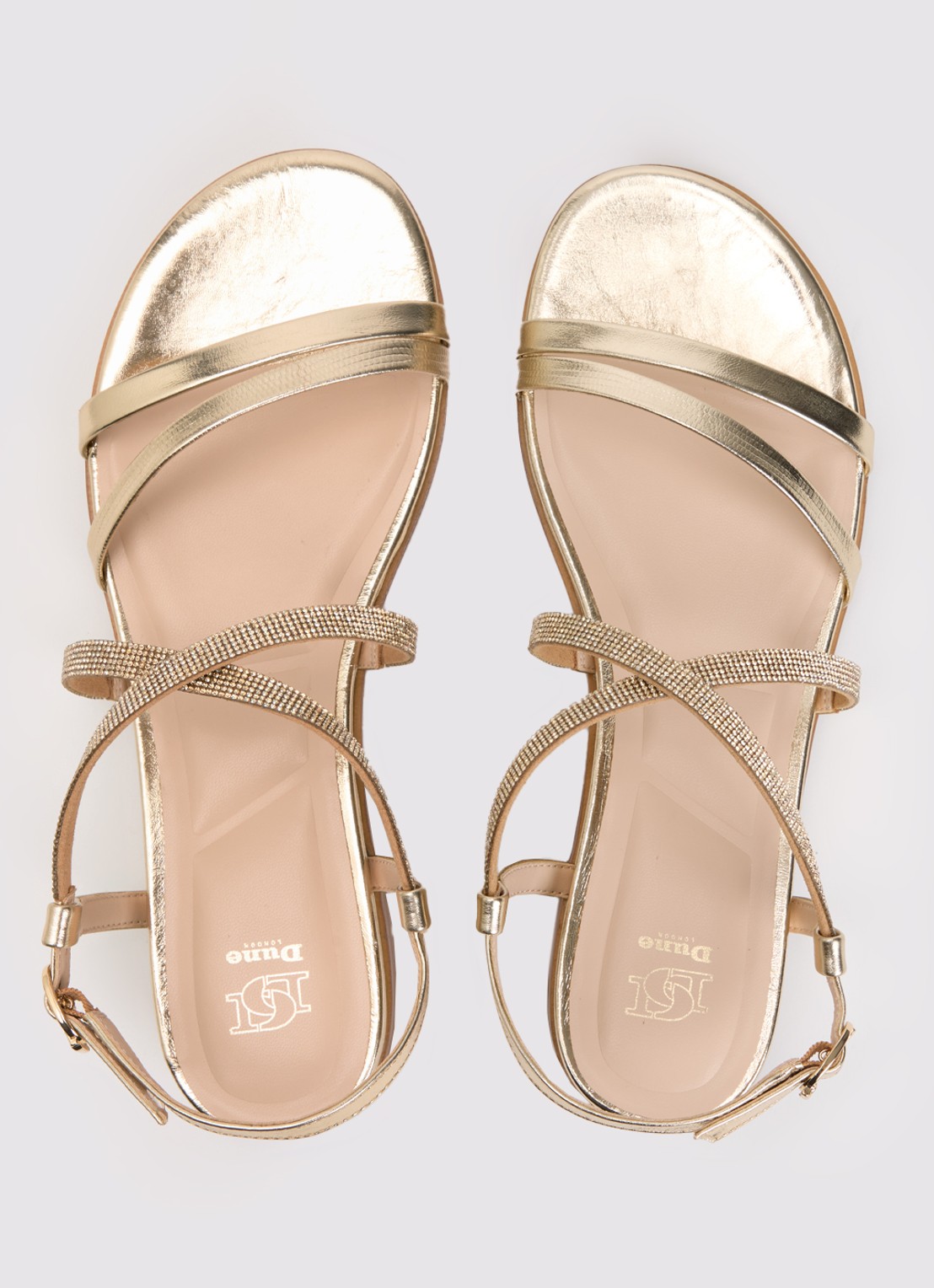 Dune London Lexia sandaal van leer met strass - detail 2 goud