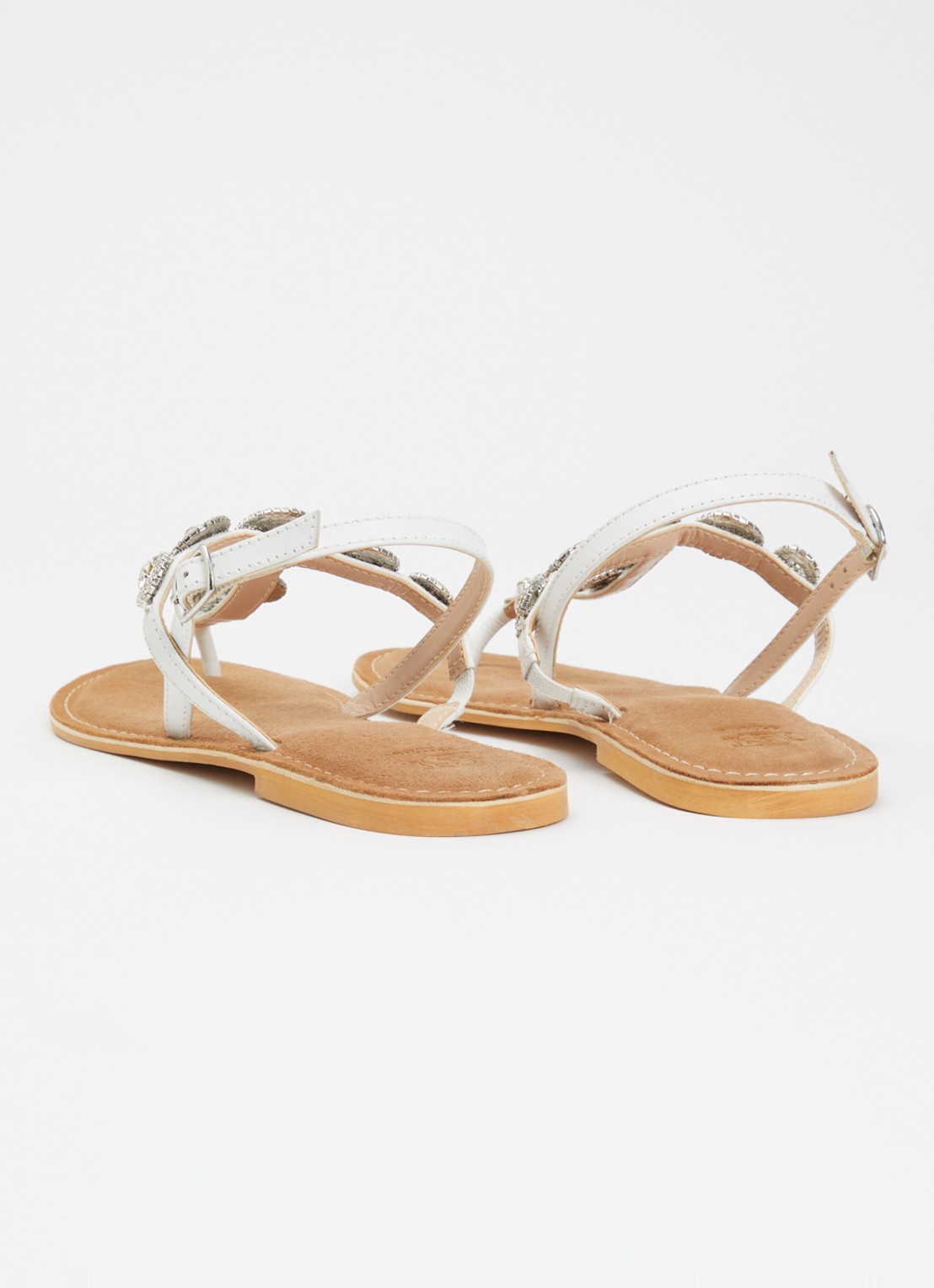 Dune London Liana sandaal van leer met strass - achterkant 5 wit