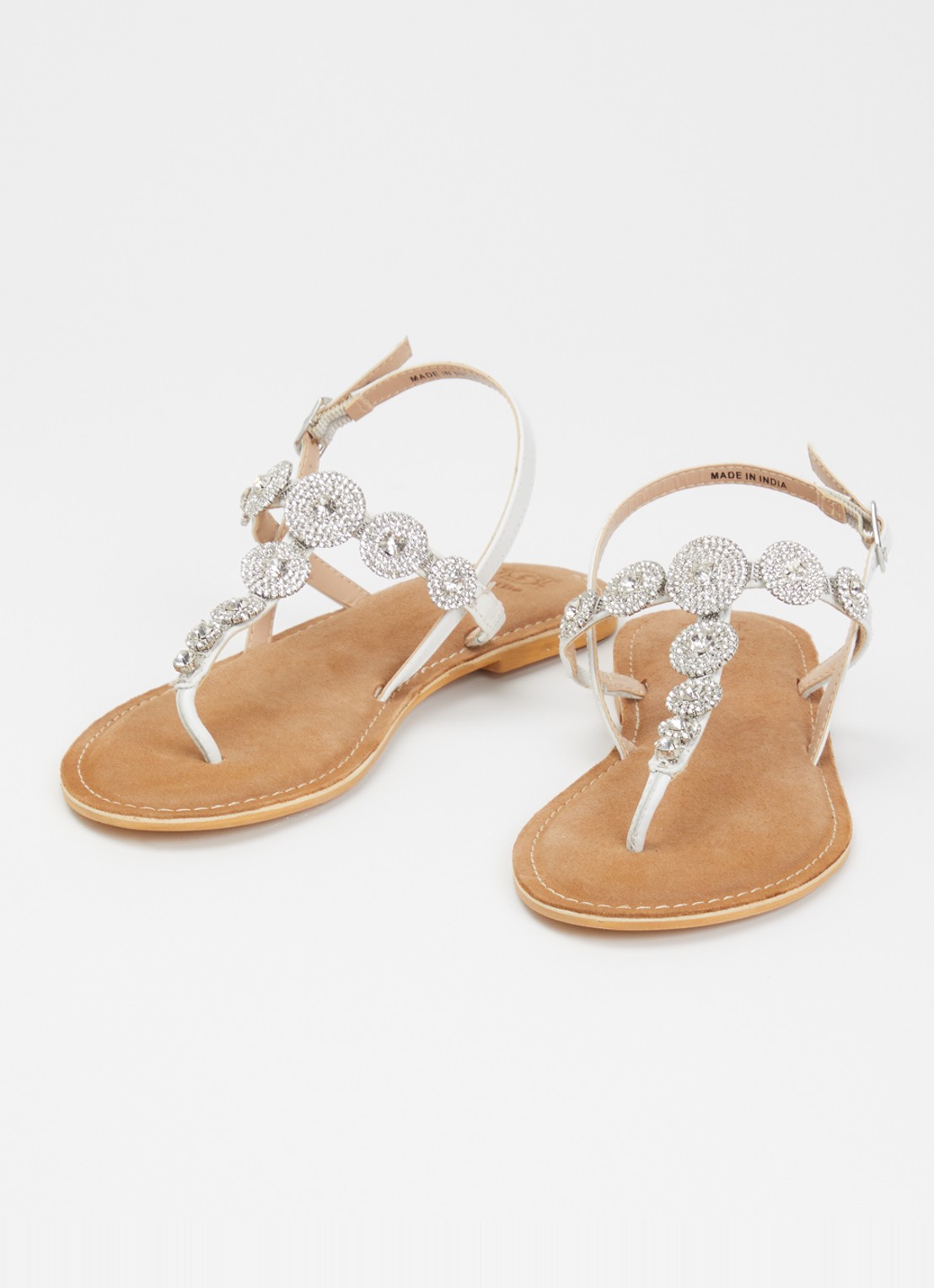 Dune London Liana sandaal van leer met strass - detail wit