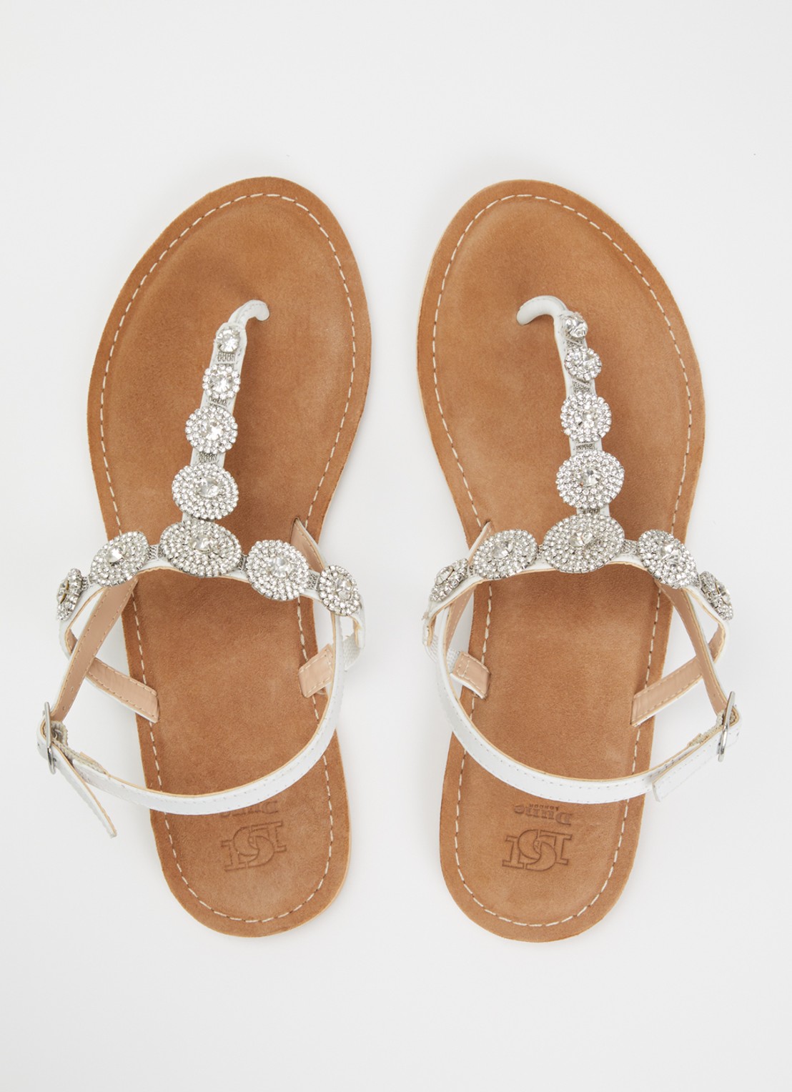 Dune London Liana sandaal van leer met strass - detail 2 wit