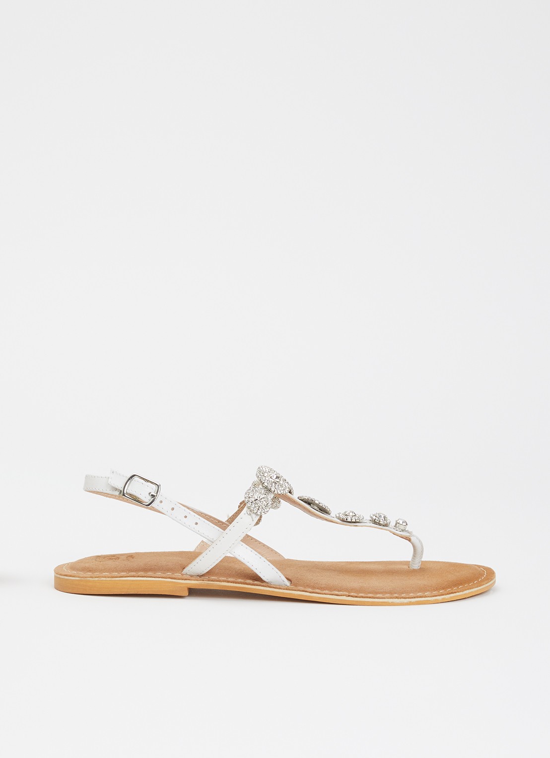Dune London Liana sandaal van leer met strass - voorkant 4 wit