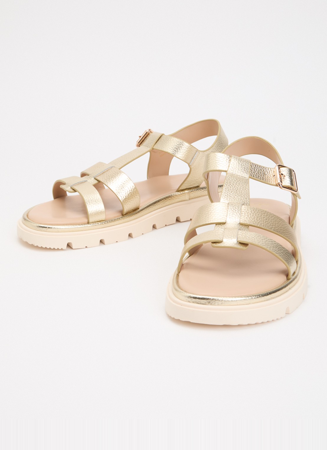 Dune London Lilar sandaal van leer - detail goud