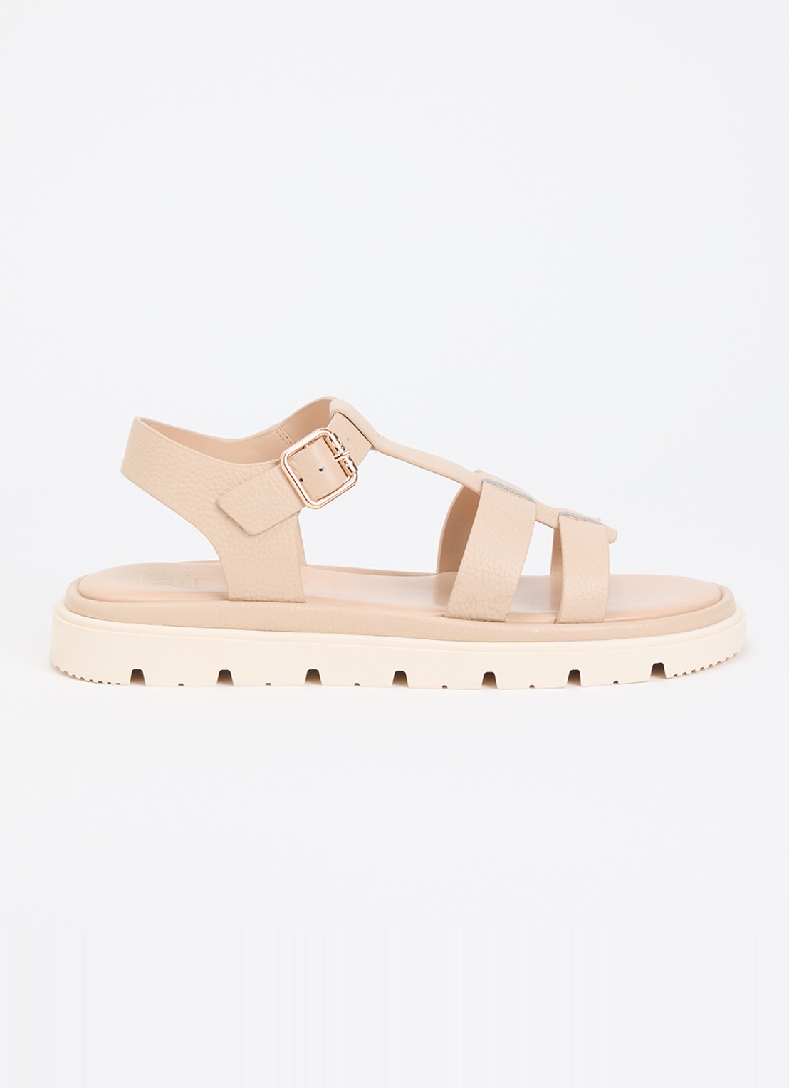 Dune London Lilar sandaal van leer - voorkant beige