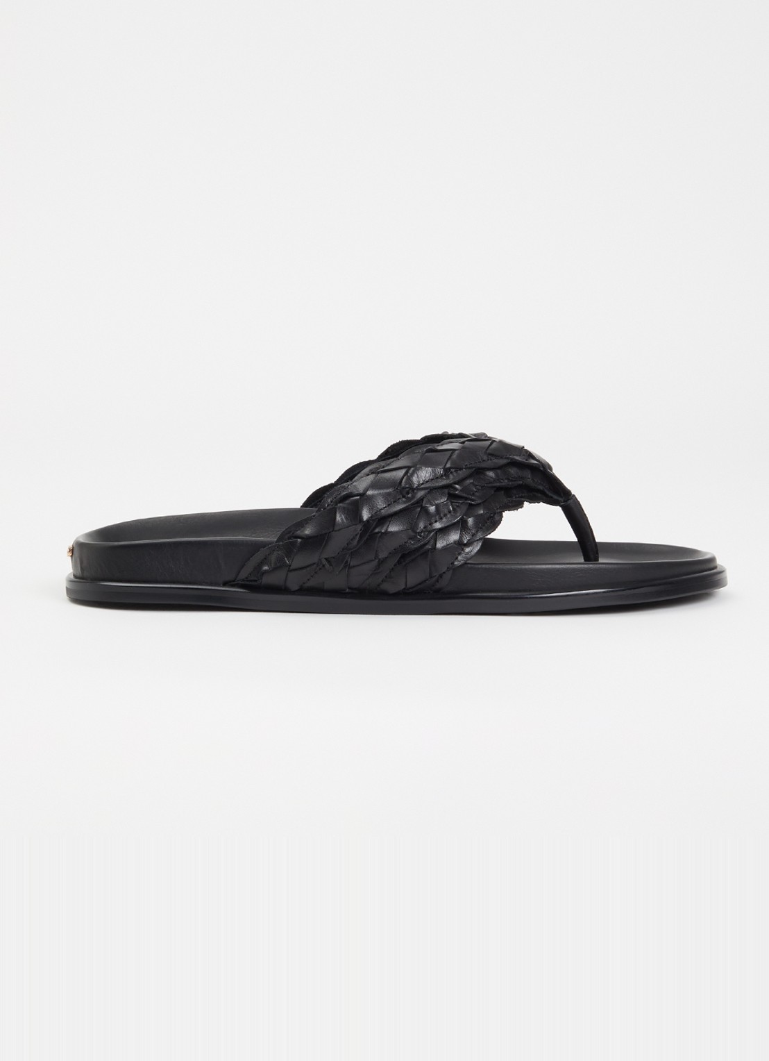 Dune London Lindie slipper van leer - voorkant zwart