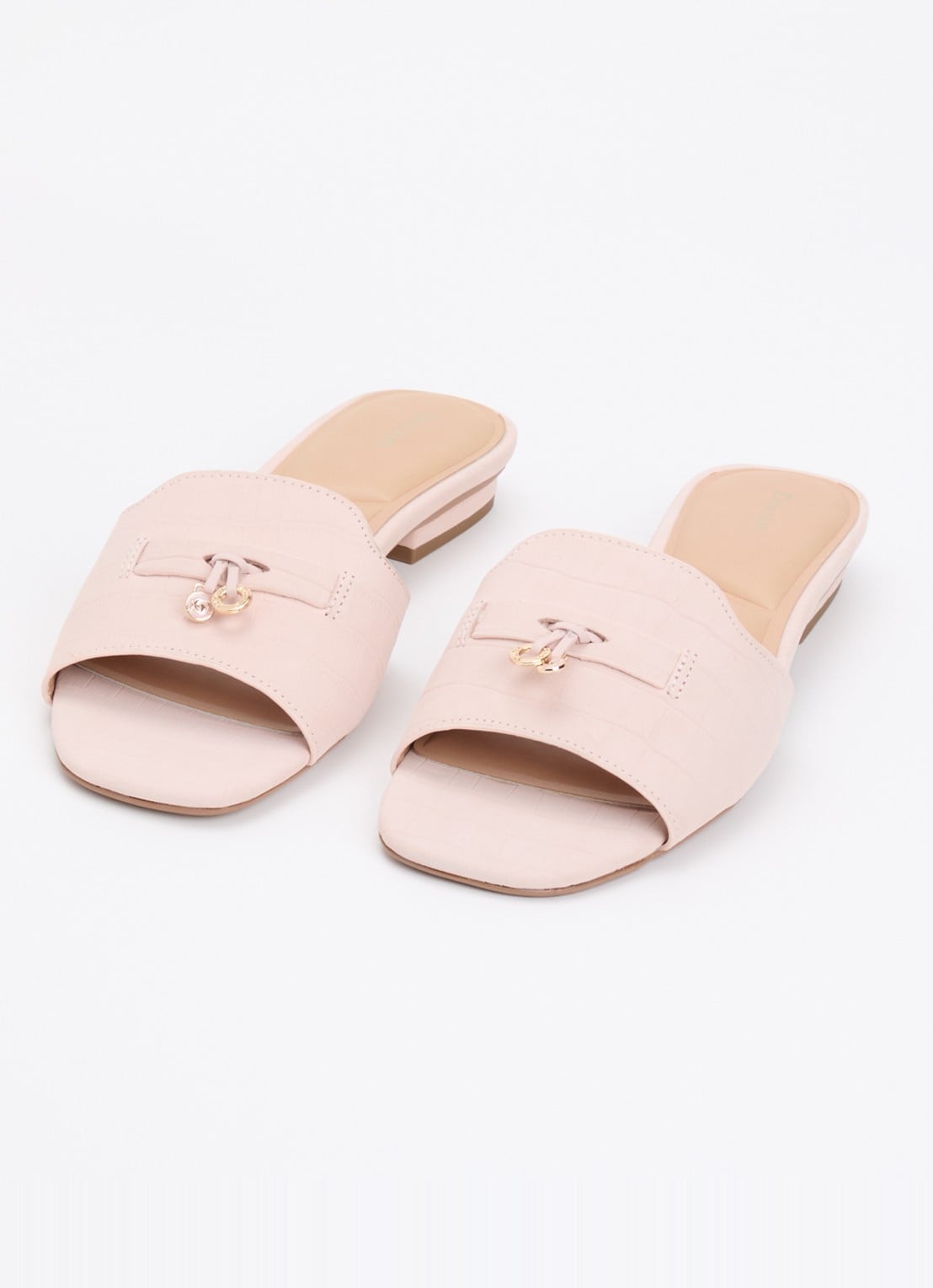 Dune London Lindo slipper van leer - detail lichtroze