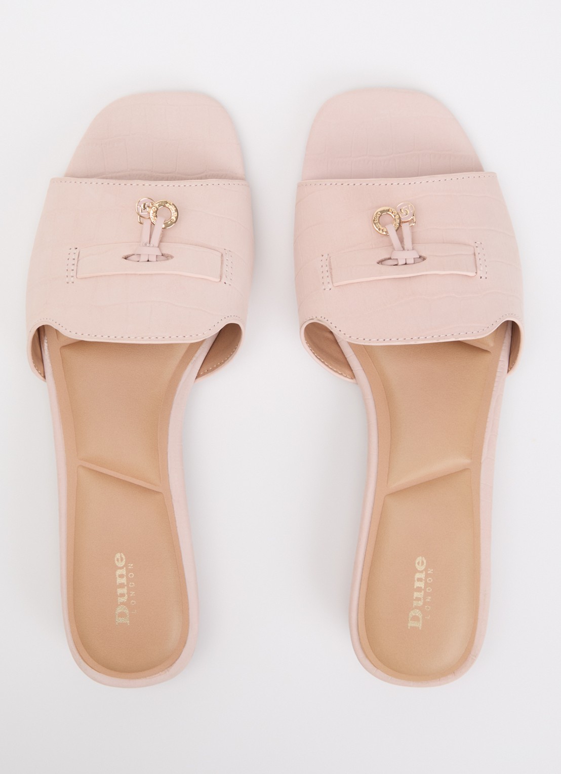 Dune London Lindo slipper van leer - detail 2 lichtroze