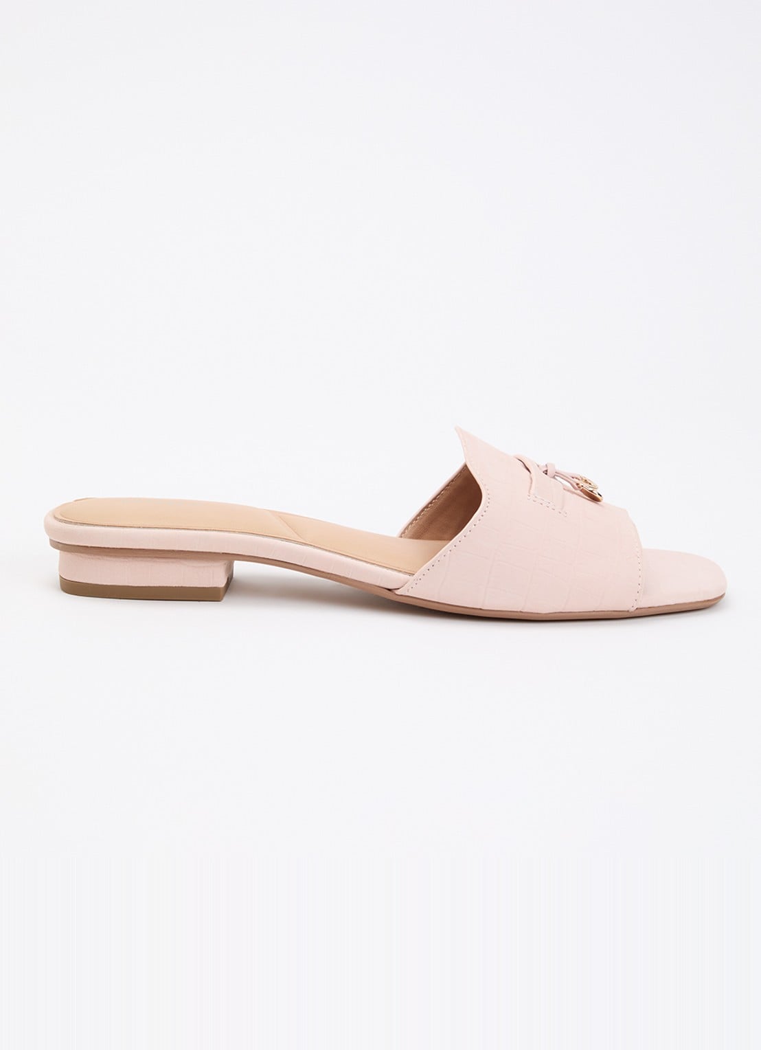 Dune London Lindo slipper van leer - voorkant 5 lichtroze