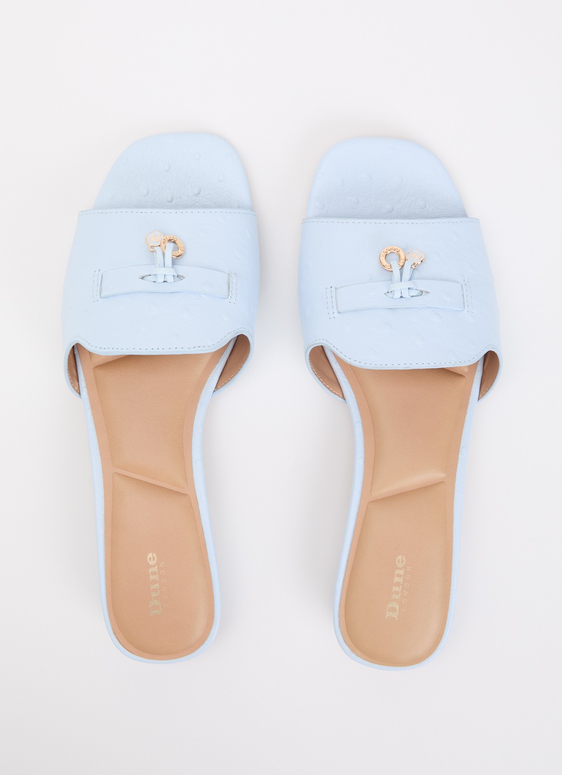 Dune London Lindo slipper van leer - detail 2 lichtblauw